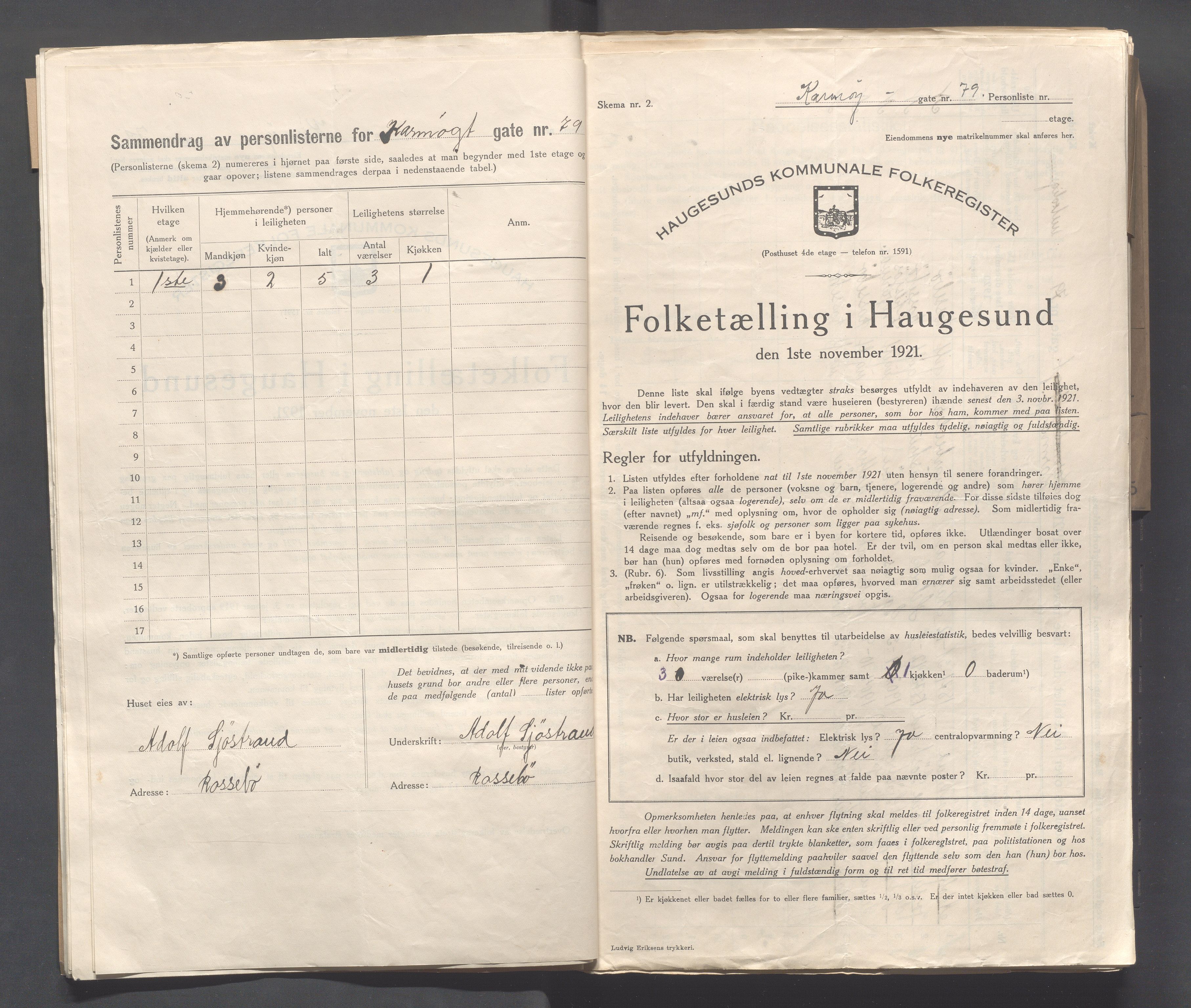 IKAR, Local census 1.11.1921 for Haugesund, 1921, p. 2641