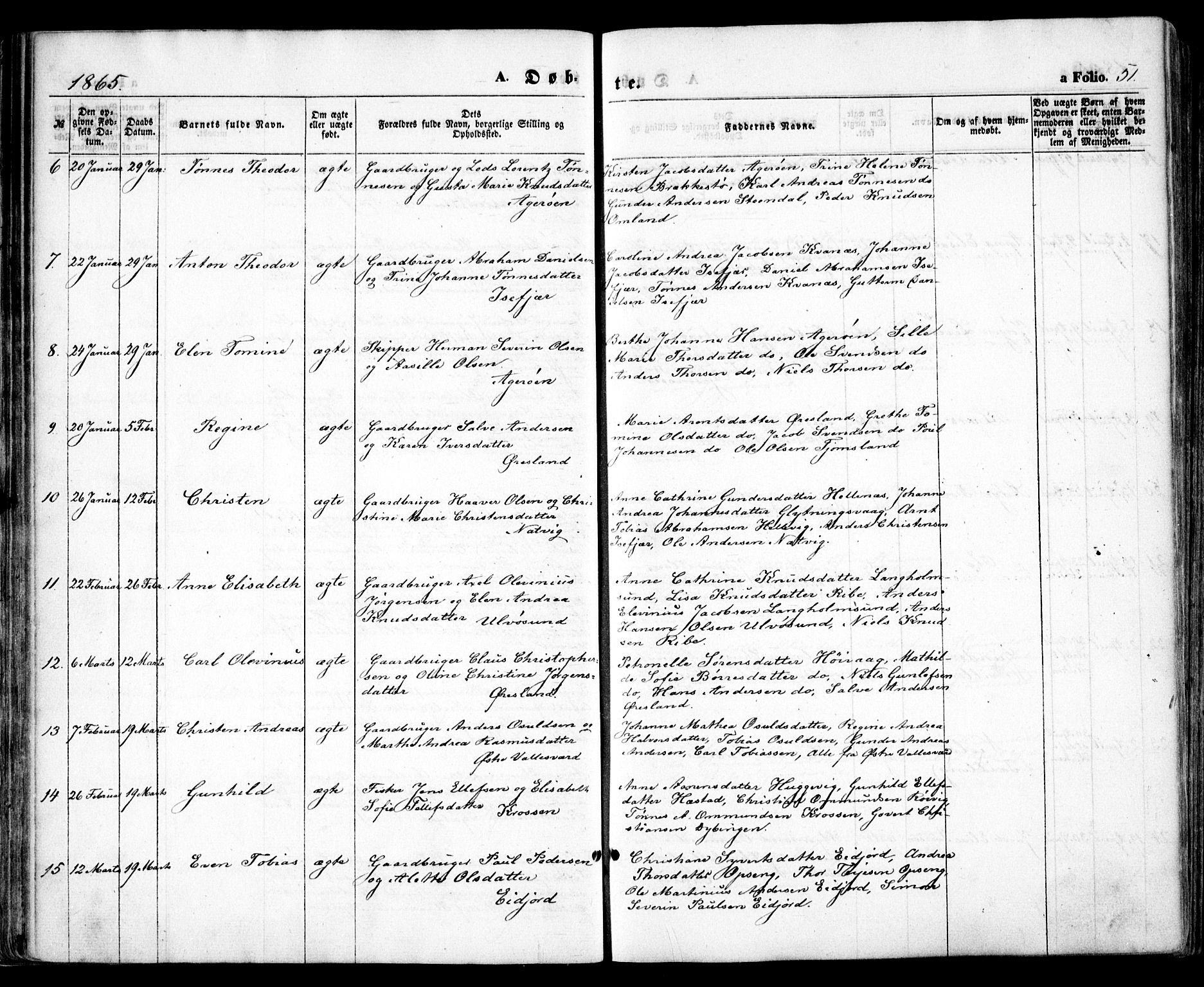 Høvåg sokneprestkontor, SAK/1111-0025/F/Fa/L0004: Parish register (official) no. A 4, 1859-1877, p. 51