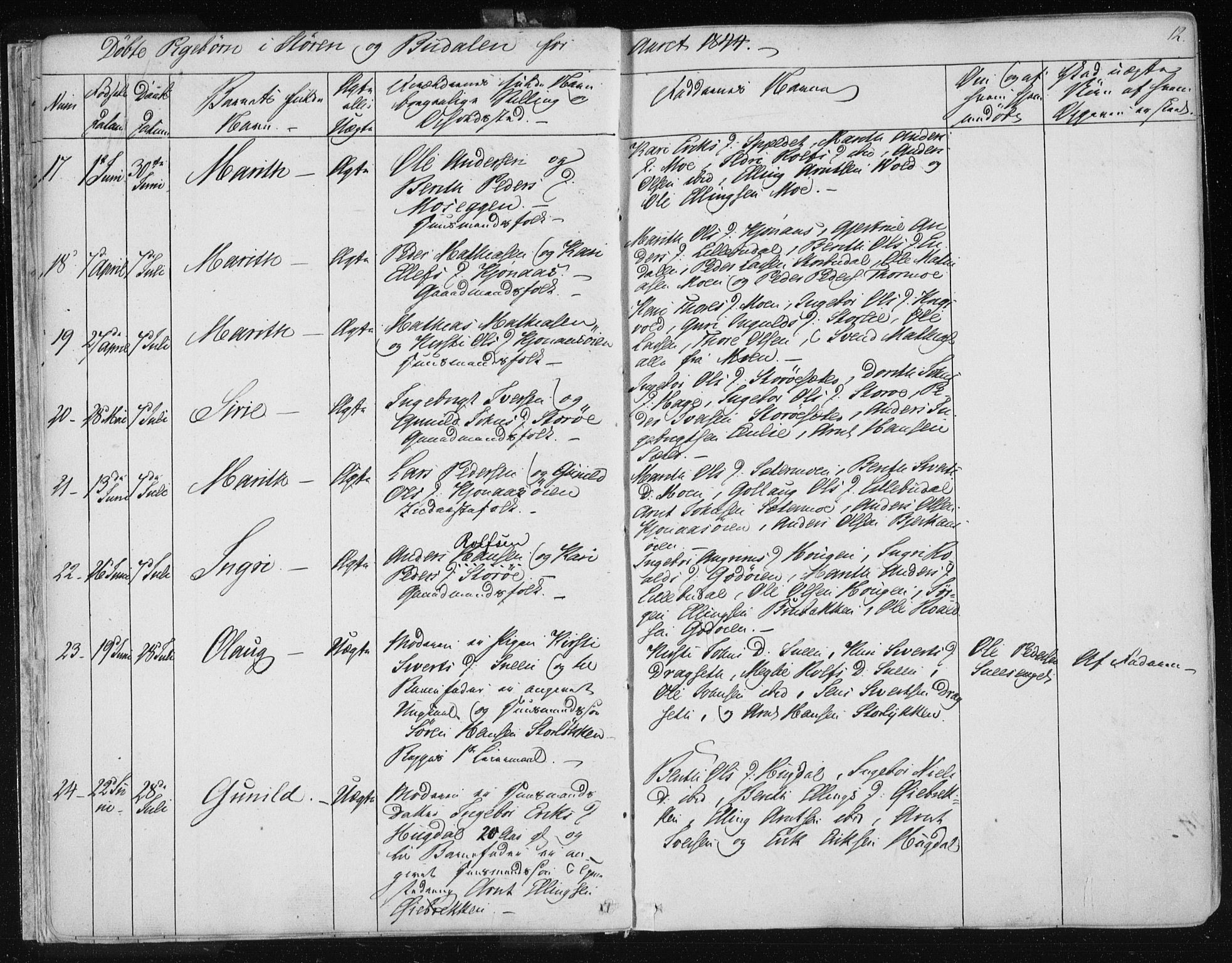 Ministerialprotokoller, klokkerbøker og fødselsregistre - Sør-Trøndelag, SAT/A-1456/687/L0997: Parish register (official) no. 687A05 /1, 1843-1848, p. 12