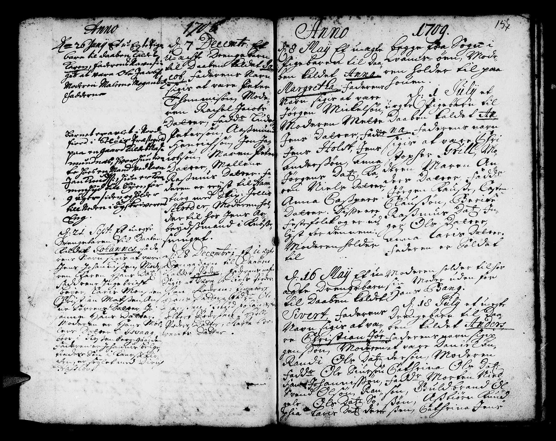 Nykirken Sokneprestembete, SAB/A-77101/H/Haa/L0002: Parish register (official) no. A 2, 1700-1723, p. 157