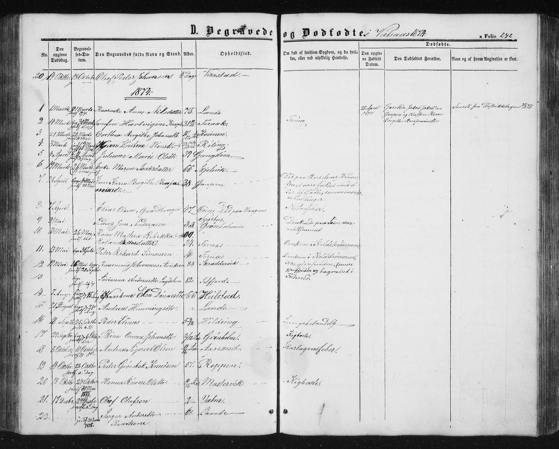 Ministerialprotokoller, klokkerbøker og fødselsregistre - Nordland, AV/SAT-A-1459/810/L0158: Parish register (copy) no. 810C02 /1, 1863-1883, p. 242