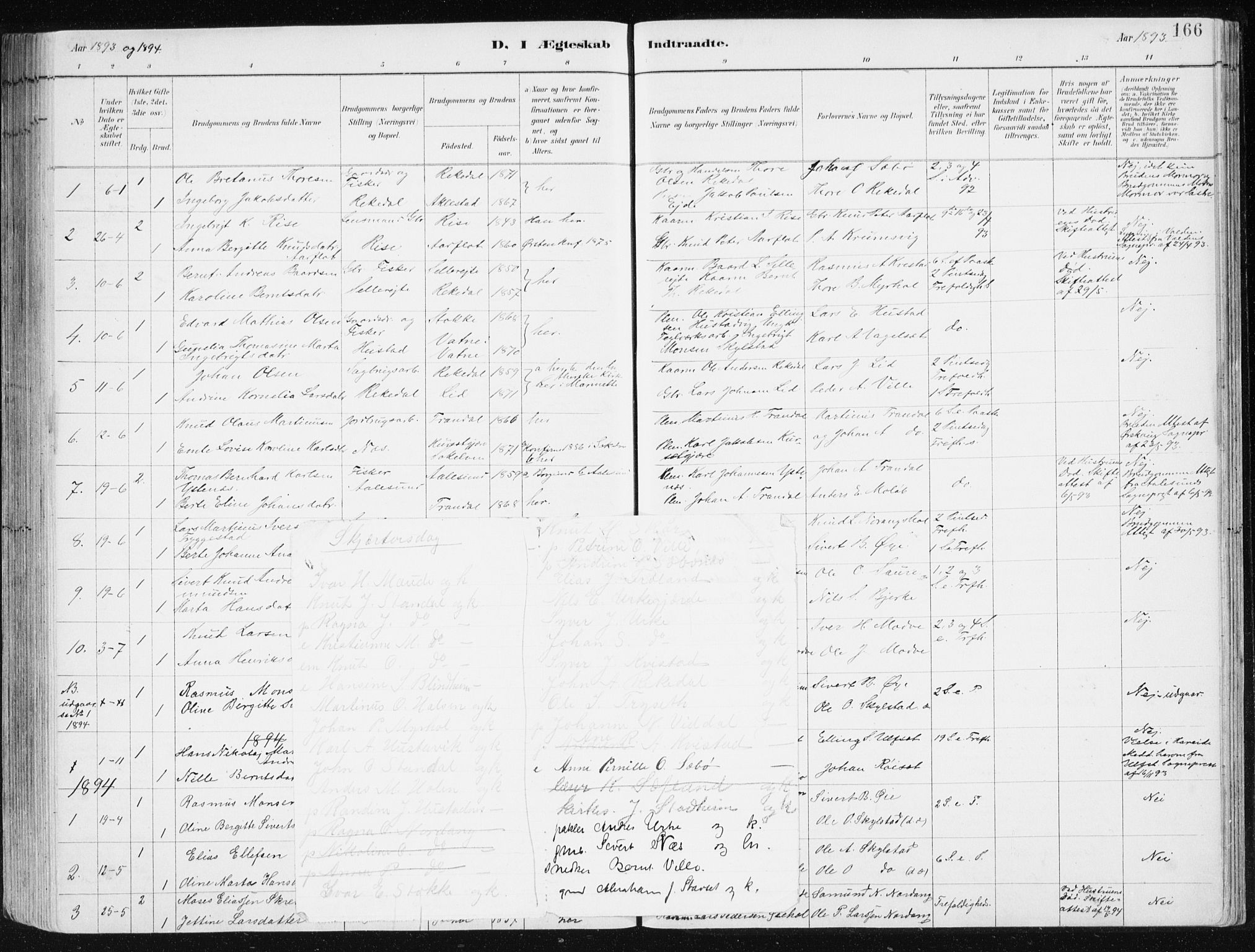 Ministerialprotokoller, klokkerbøker og fødselsregistre - Møre og Romsdal, AV/SAT-A-1454/515/L0215: Parish register (copy) no. 515C02, 1884-1906, p. 166