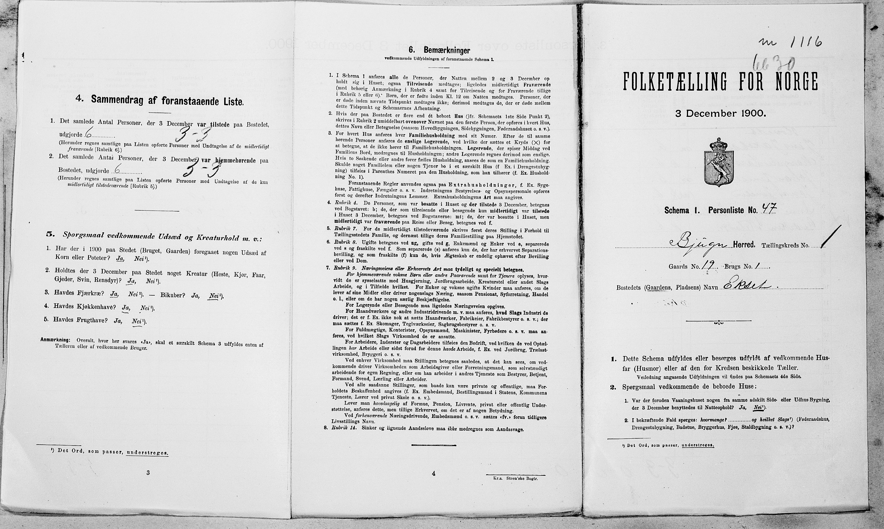 SAT, 1900 census for Bjugn, 1900, p. 120