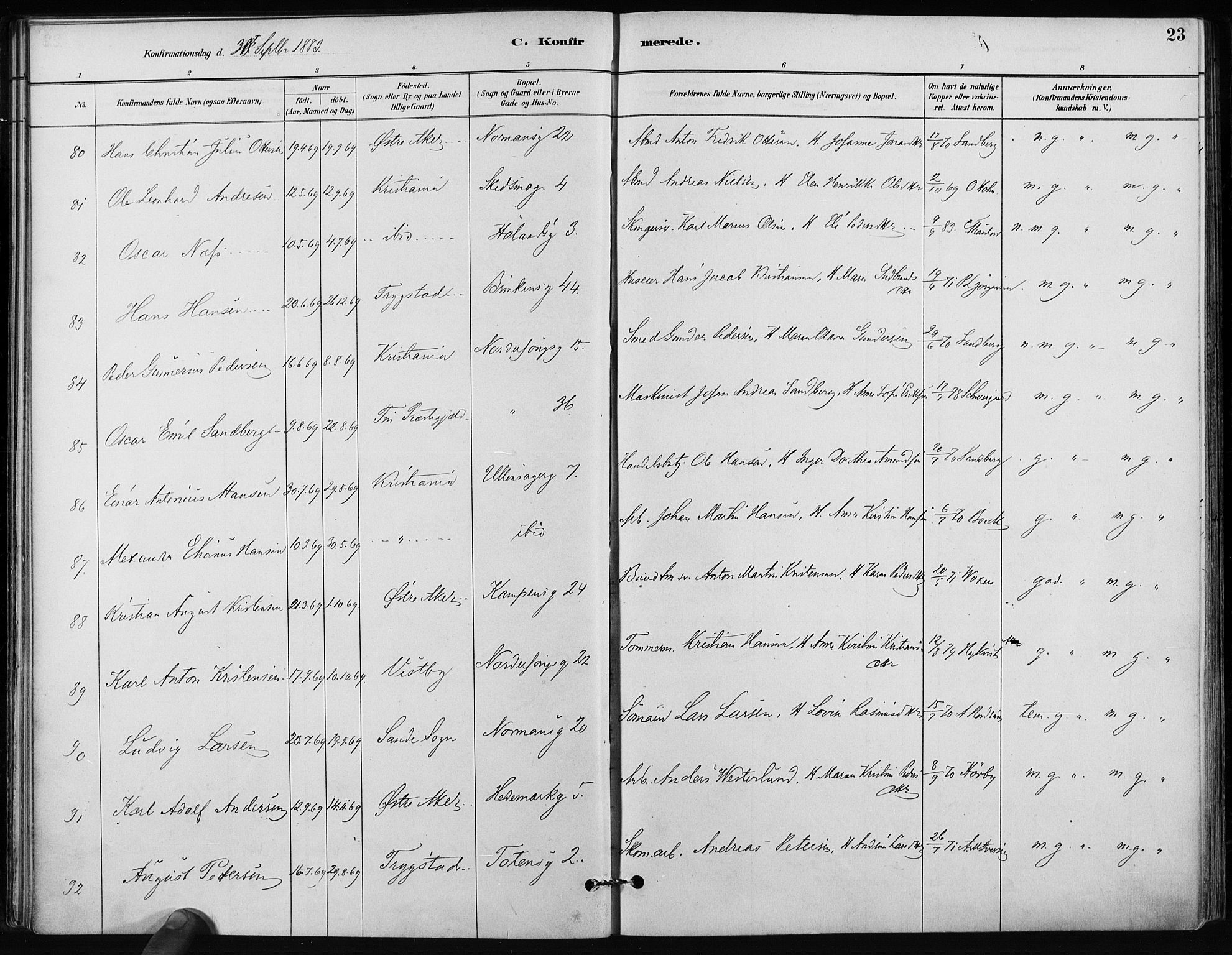 Kampen prestekontor Kirkebøker, AV/SAO-A-10853/F/Fa/L0002: Parish register (official) no. I 2, 1880-1888, p. 23