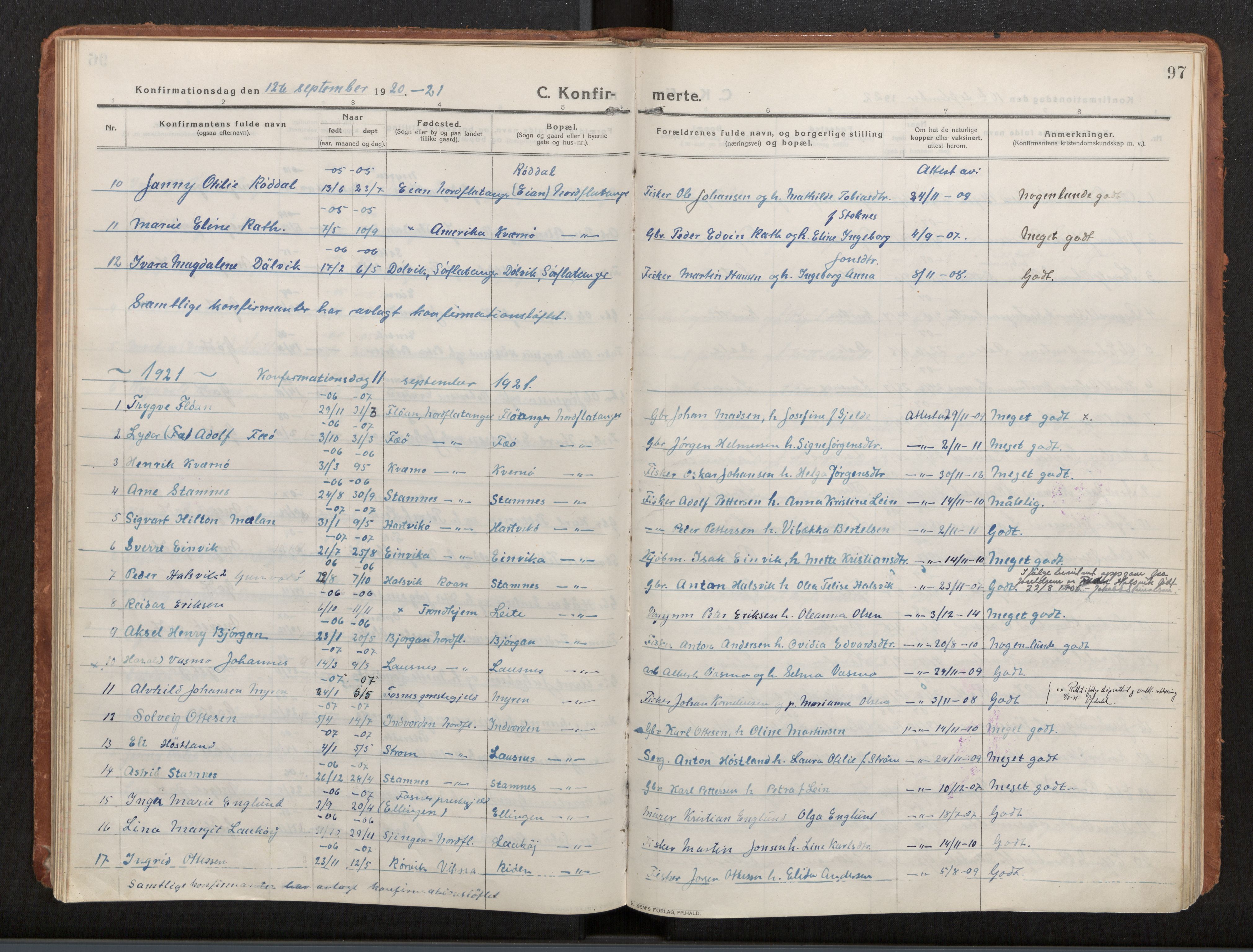 Ministerialprotokoller, klokkerbøker og fødselsregistre - Nord-Trøndelag, SAT/A-1458/772/L0604: Parish register (official) no. 772A02, 1913-1937, p. 97