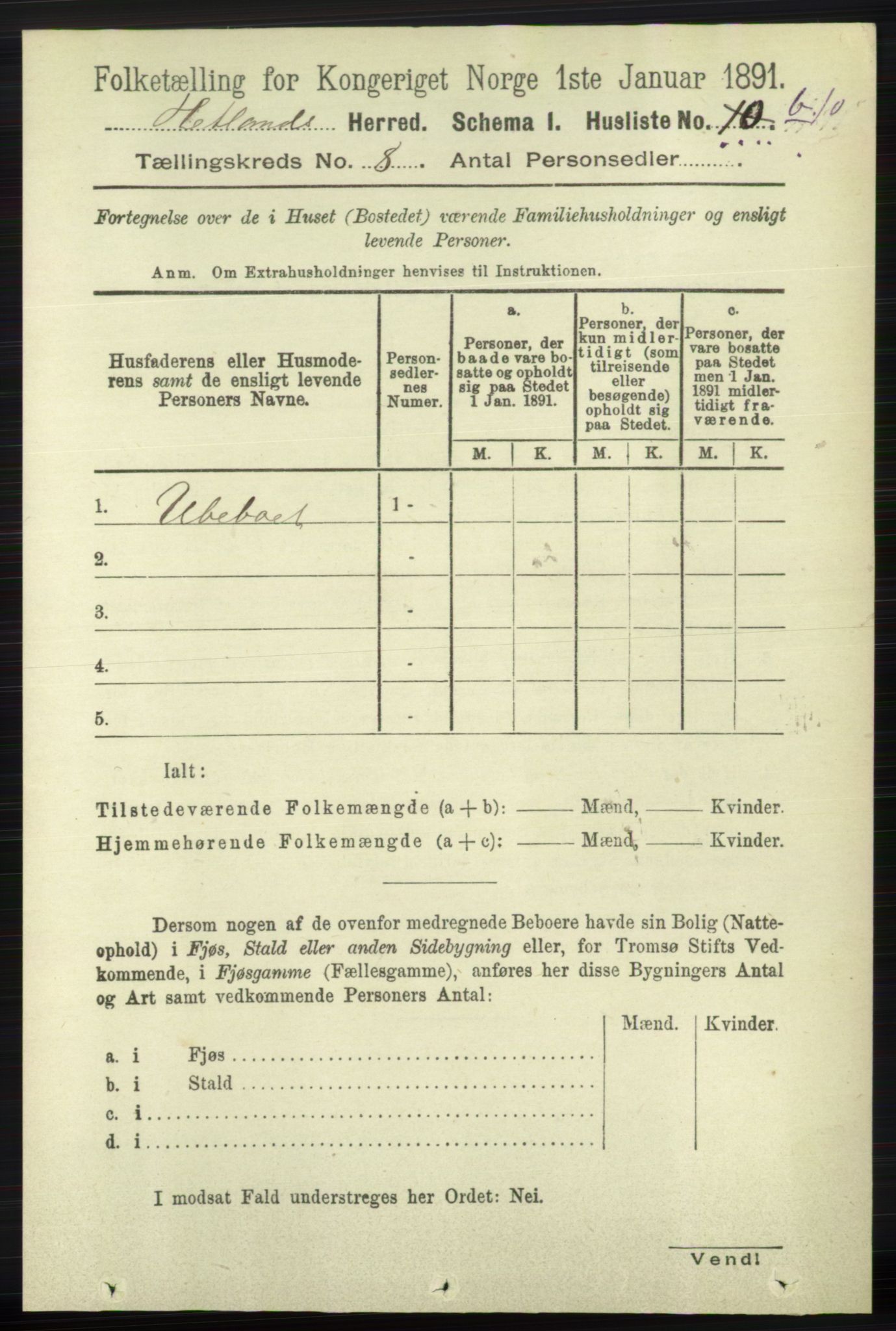 RA, 1891 census for 1126 Hetland, 1891, p. 4360