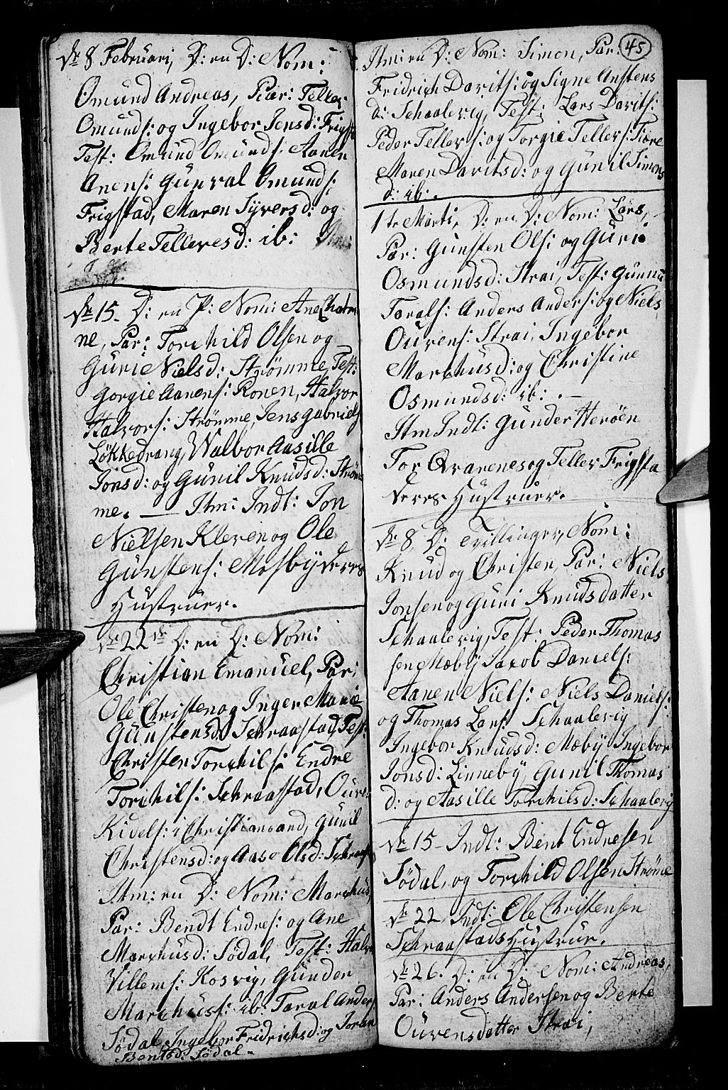 Oddernes sokneprestkontor, AV/SAK-1111-0033/F/Fb/Fba/L0002: Parish register (copy) no. B 2, 1791-1806, p. 45