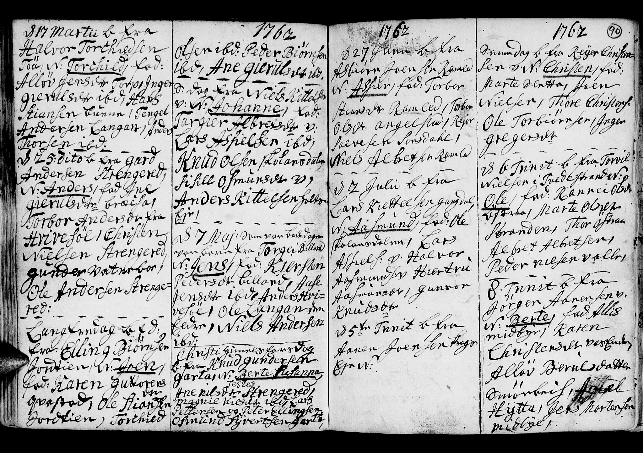 Holt sokneprestkontor, SAK/1111-0021/F/Fb/L0005: Parish register (copy) no. B 5, 1746-1764, p. 90
