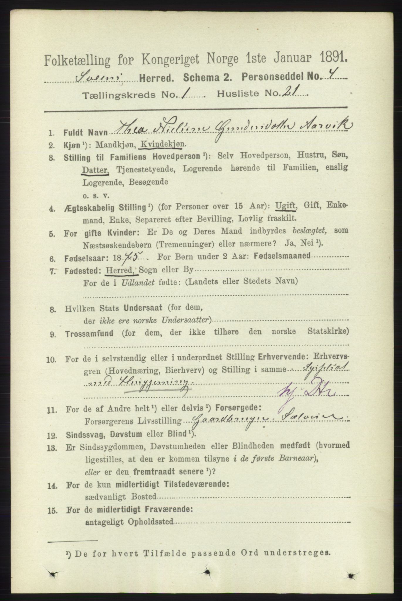 RA, 1891 census for 1216 Sveio, 1891, p. 218