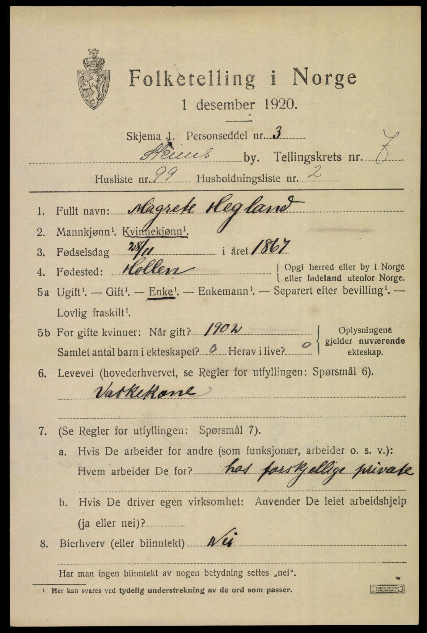 SAKO, 1920 census for Skien, 1920, p. 26614