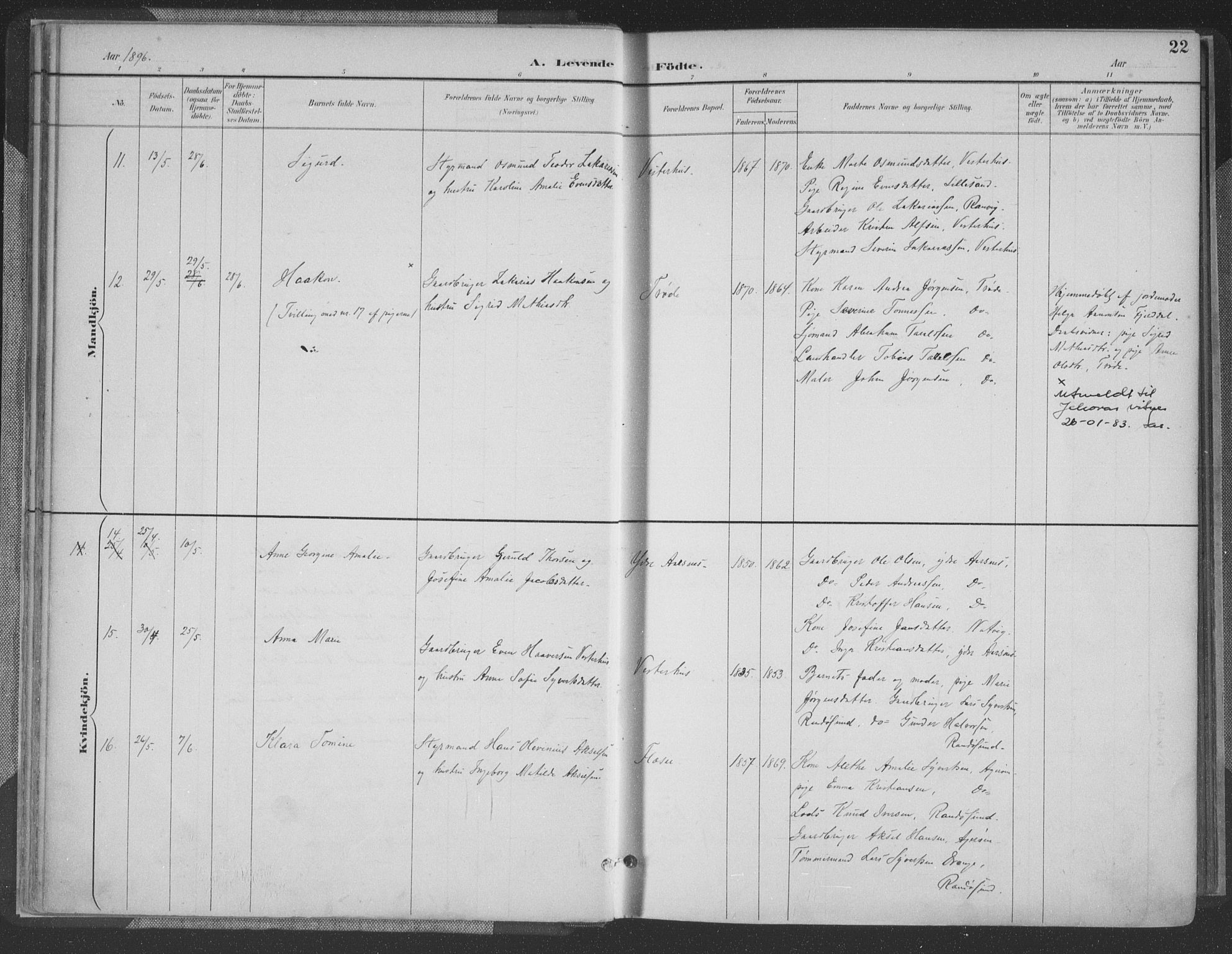 Høvåg sokneprestkontor, AV/SAK-1111-0025/F/Fa/L0006: Parish register (official) no. A 6, 1894-1923, p. 22