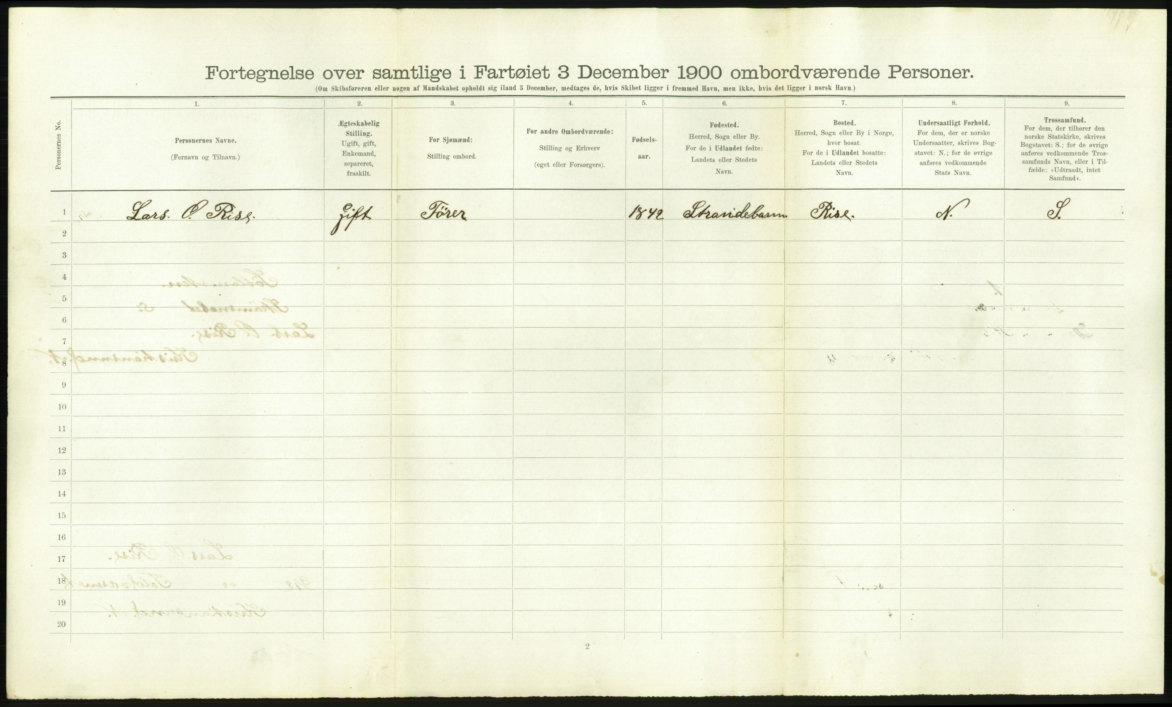 RA, 1900 Census - ship lists from ships in Norwegian harbours, harbours abroad and at sea, 1900, p. 2170