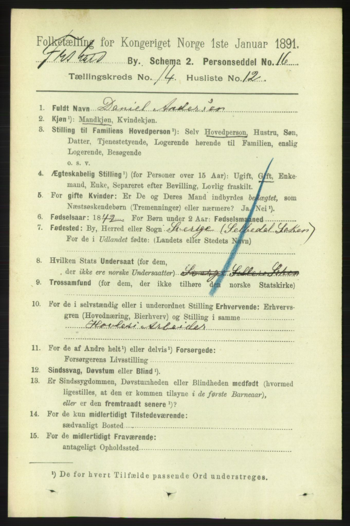 RA, 1891 census for 0101 Fredrikshald, 1891, p. 9206