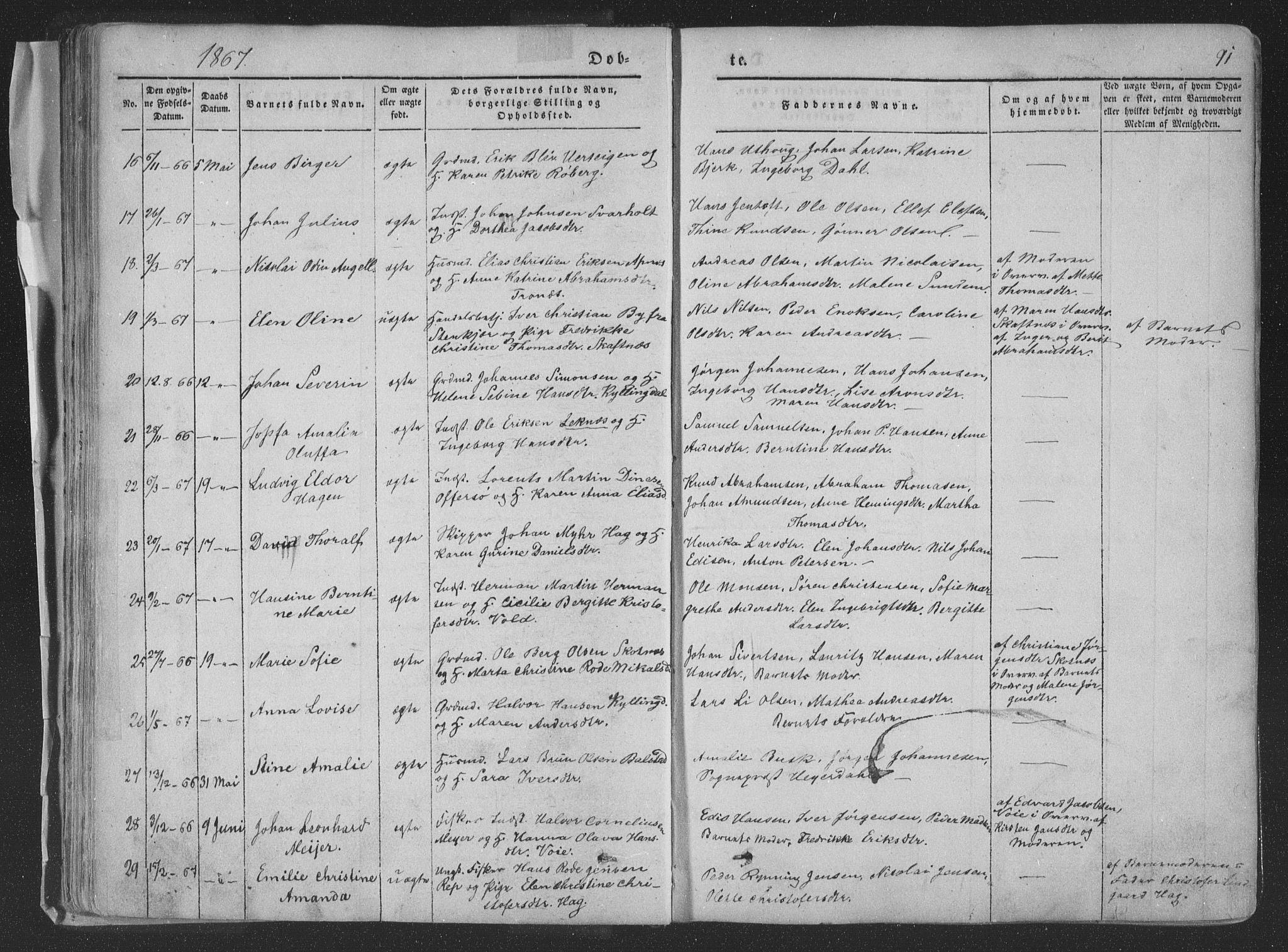 Ministerialprotokoller, klokkerbøker og fødselsregistre - Nordland, AV/SAT-A-1459/881/L1165: Parish register (copy) no. 881C02, 1854-1876, p. 91