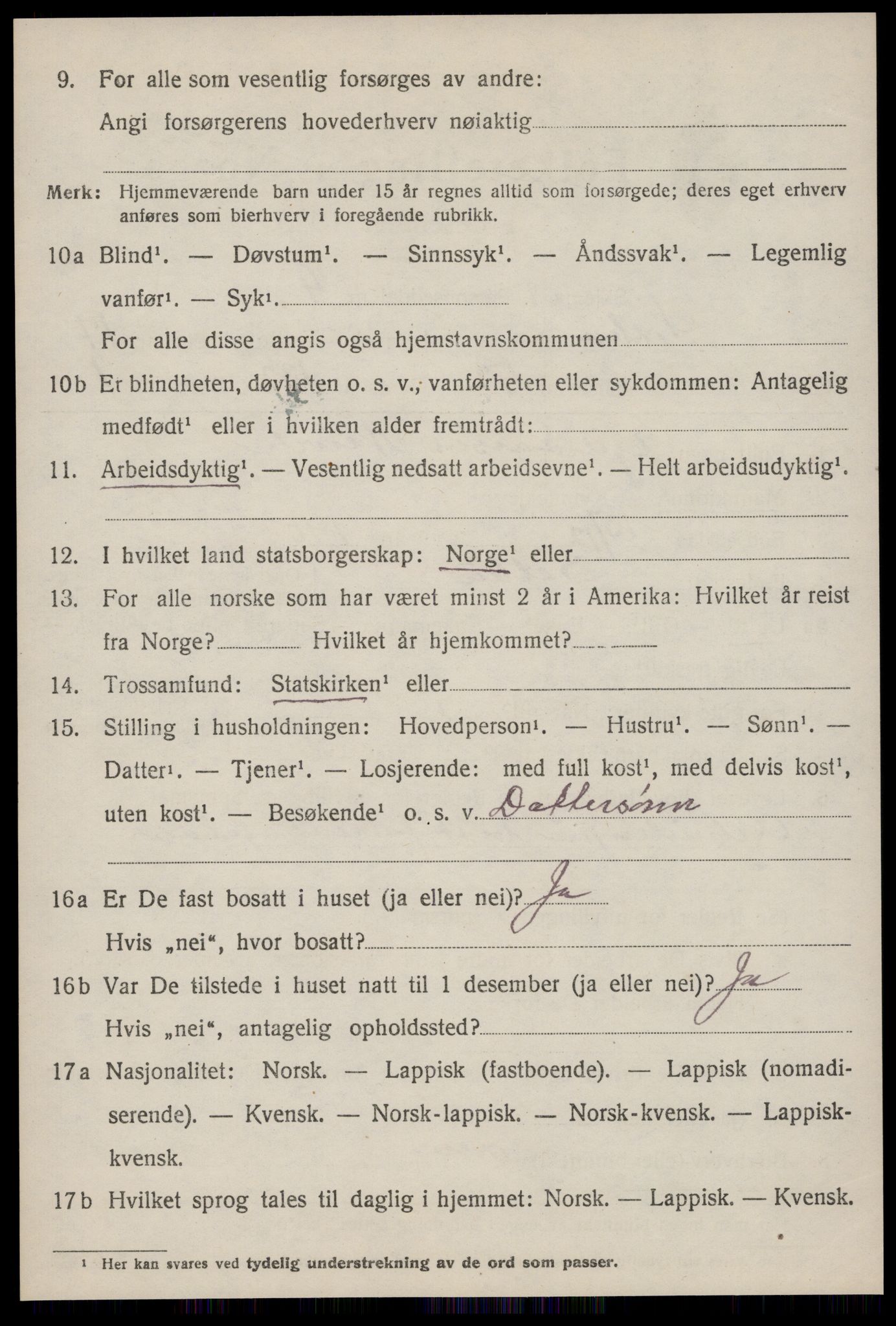 SAT, 1920 census for Selbu, 1920, p. 9437