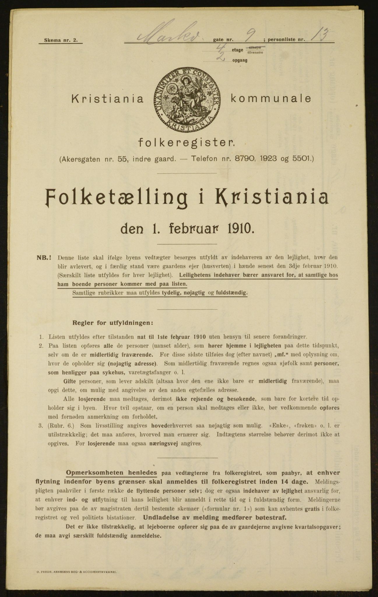 OBA, Municipal Census 1910 for Kristiania, 1910, p. 61140