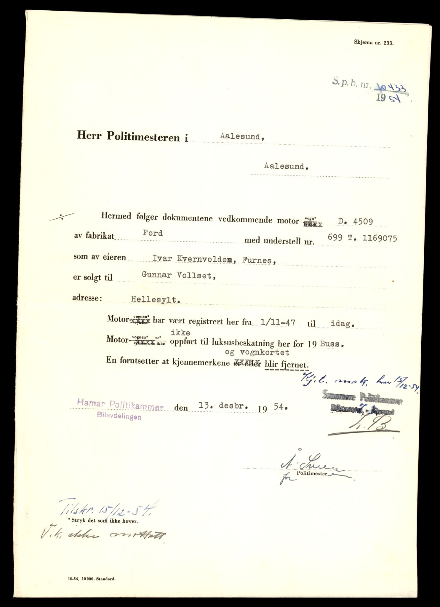 Møre og Romsdal vegkontor - Ålesund trafikkstasjon, AV/SAT-A-4099/F/Fe/L0011: Registreringskort for kjøretøy T 1170 - T 1289, 1927-1998, p. 2234