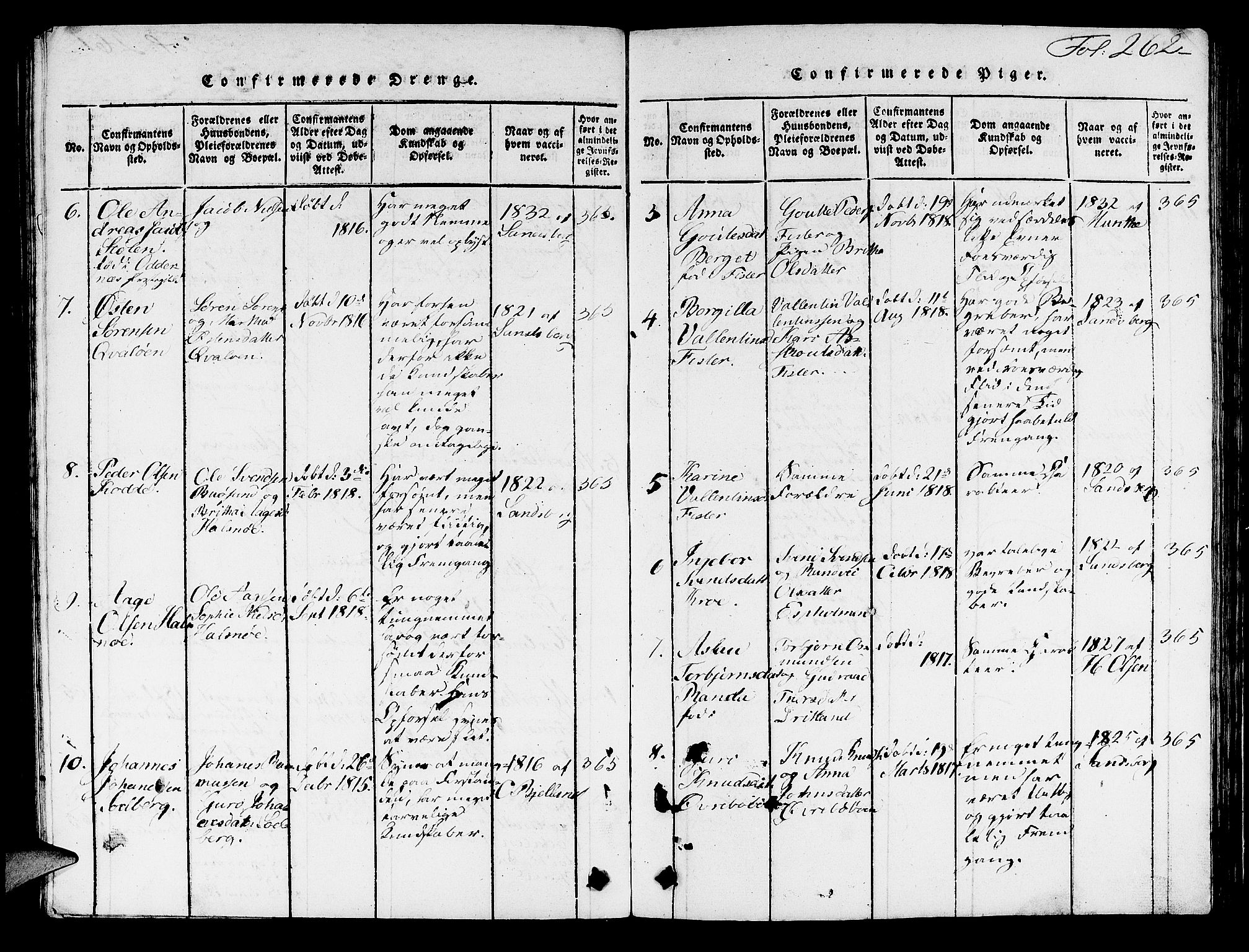 Hjelmeland sokneprestkontor, AV/SAST-A-101843/01/V/L0003: Parish register (copy) no. B 3, 1816-1841, p. 262