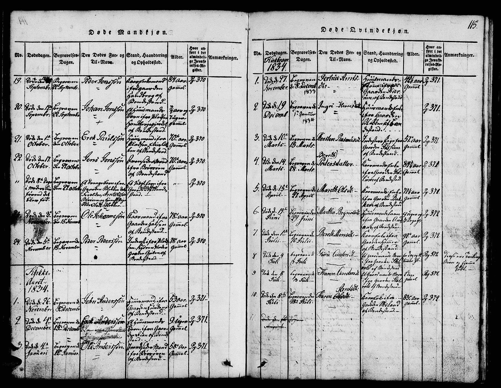 Ministerialprotokoller, klokkerbøker og fødselsregistre - Sør-Trøndelag, SAT/A-1456/665/L0776: Parish register (copy) no. 665C01, 1817-1837, p. 115