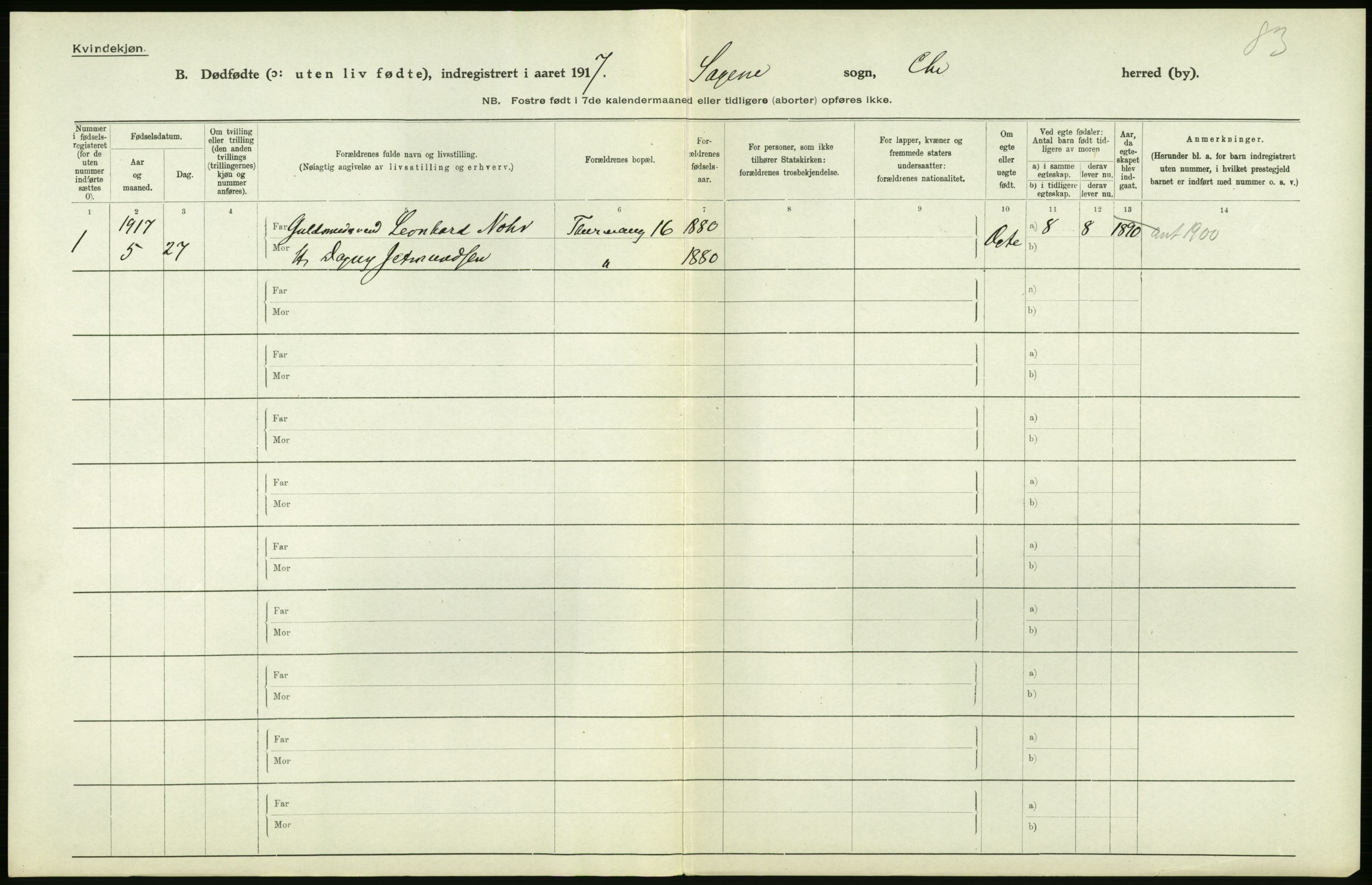 Statistisk sentralbyrå, Sosiodemografiske emner, Befolkning, RA/S-2228/D/Df/Dfb/Dfbg/L0011: Kristiania: Døde, dødfødte., 1917, p. 608