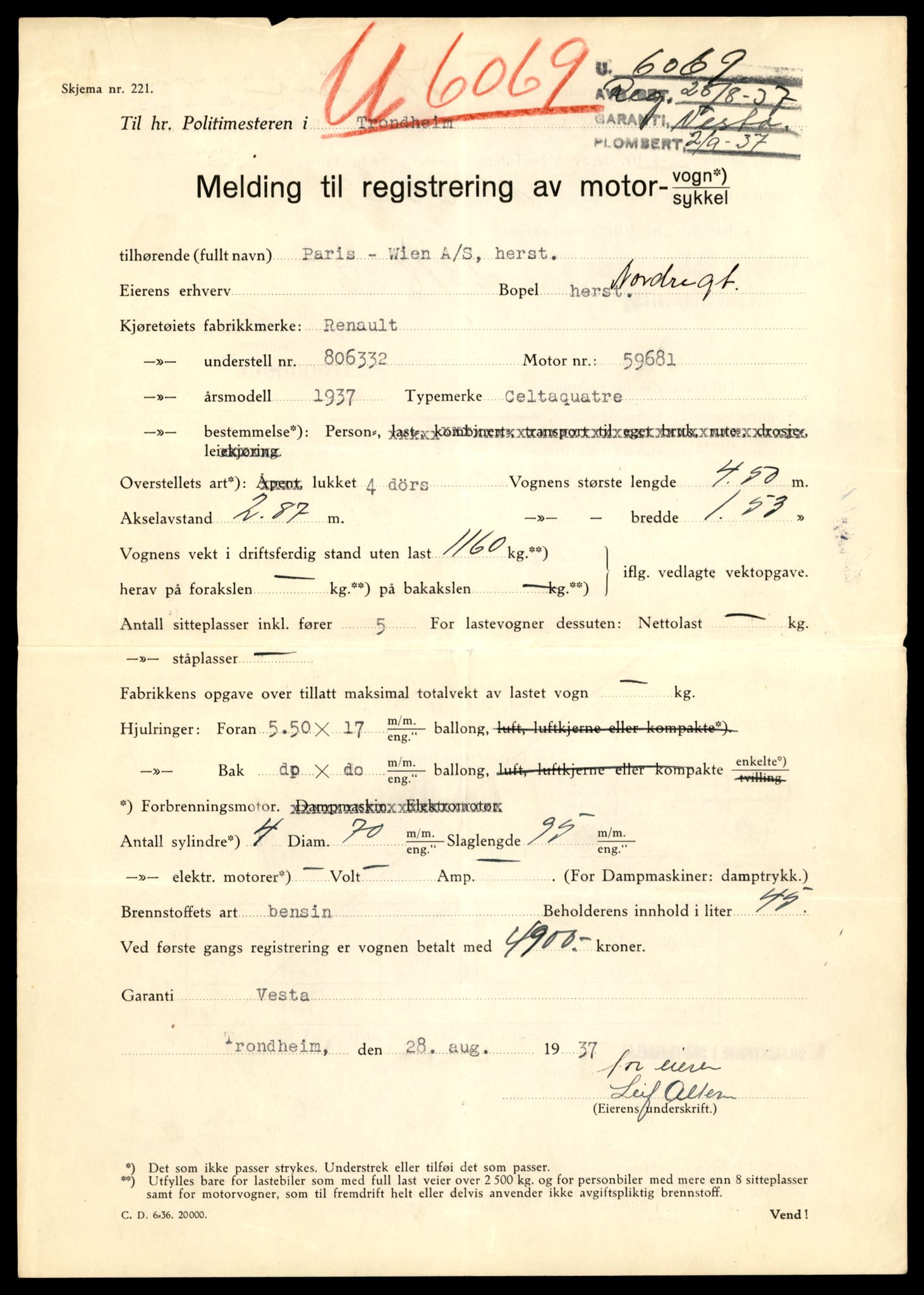 Møre og Romsdal vegkontor - Ålesund trafikkstasjon, AV/SAT-A-4099/F/Fe/L0022: Registreringskort for kjøretøy T 10584 - T 10694, 1927-1998, p. 1527