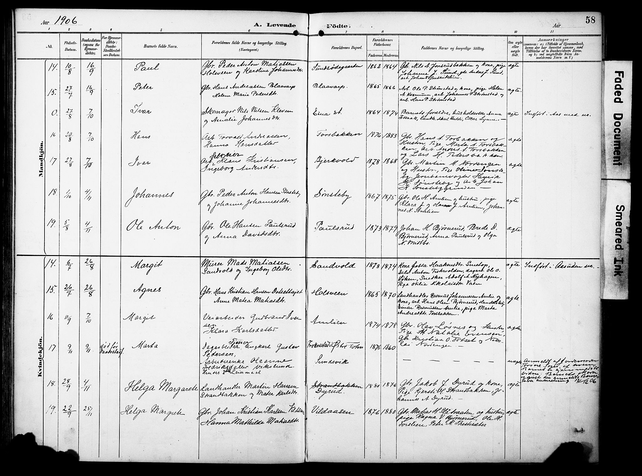 Vestre Toten prestekontor, AV/SAH-PREST-108/H/Ha/Haa/L0012: Parish register (official) no. 12, 1890-1906, p. 58