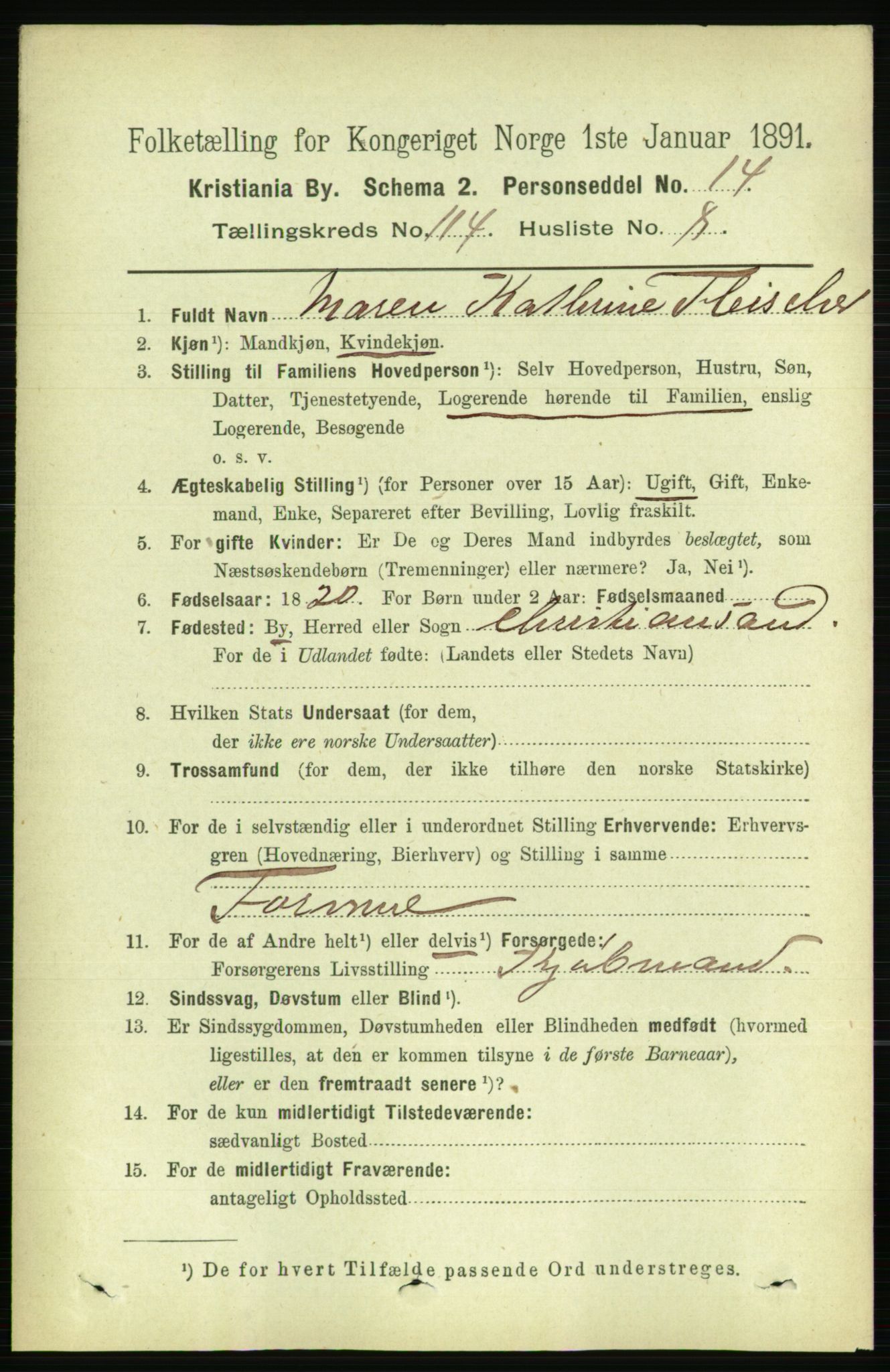 RA, 1891 census for 0301 Kristiania, 1891, p. 60957