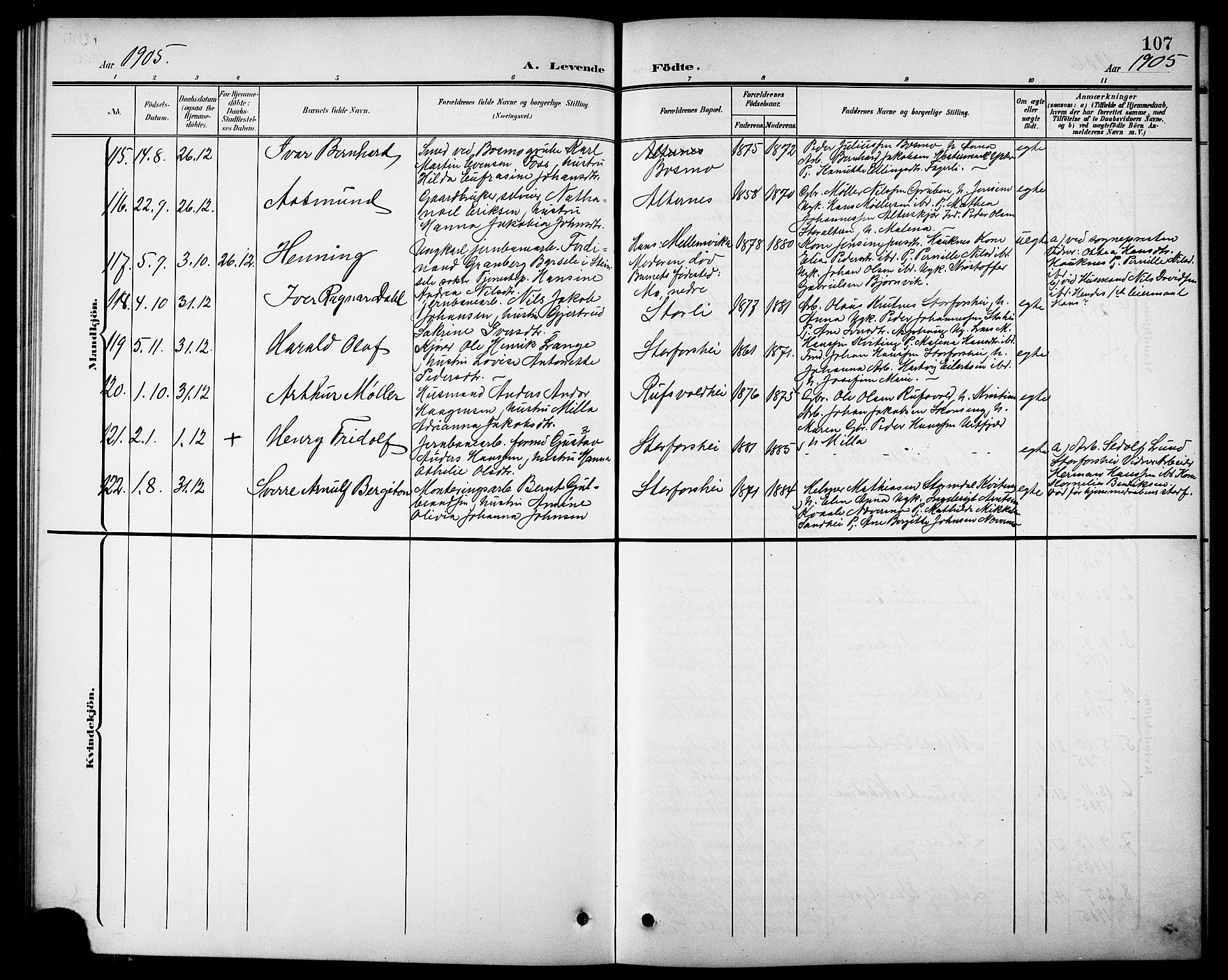 Ministerialprotokoller, klokkerbøker og fødselsregistre - Nordland, AV/SAT-A-1459/827/L0422: Parish register (copy) no. 827C11, 1899-1912, p. 107