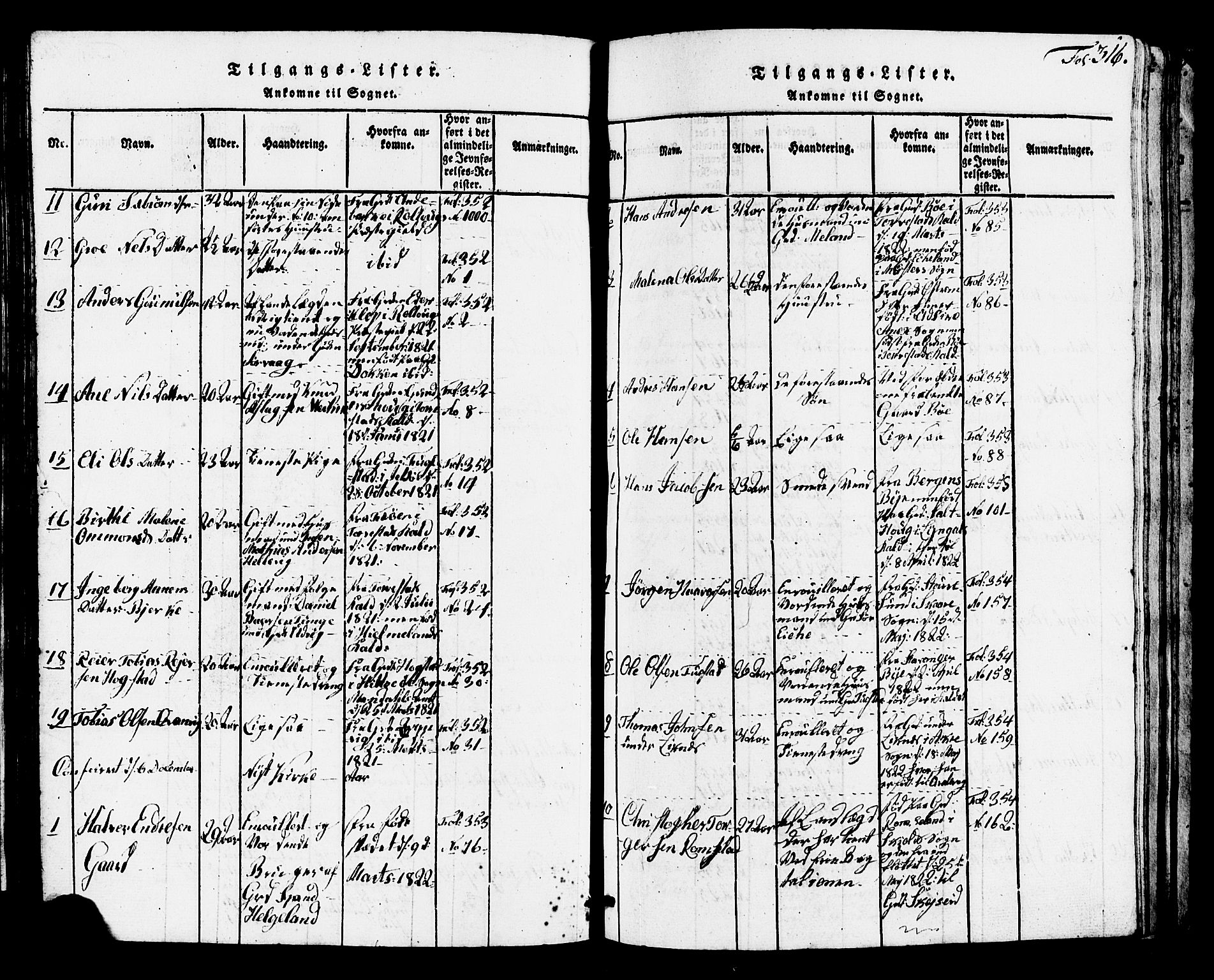Avaldsnes sokneprestkontor, SAST/A -101851/H/Ha/Hab/L0001: Parish register (copy) no. B 1, 1816-1825, p. 316