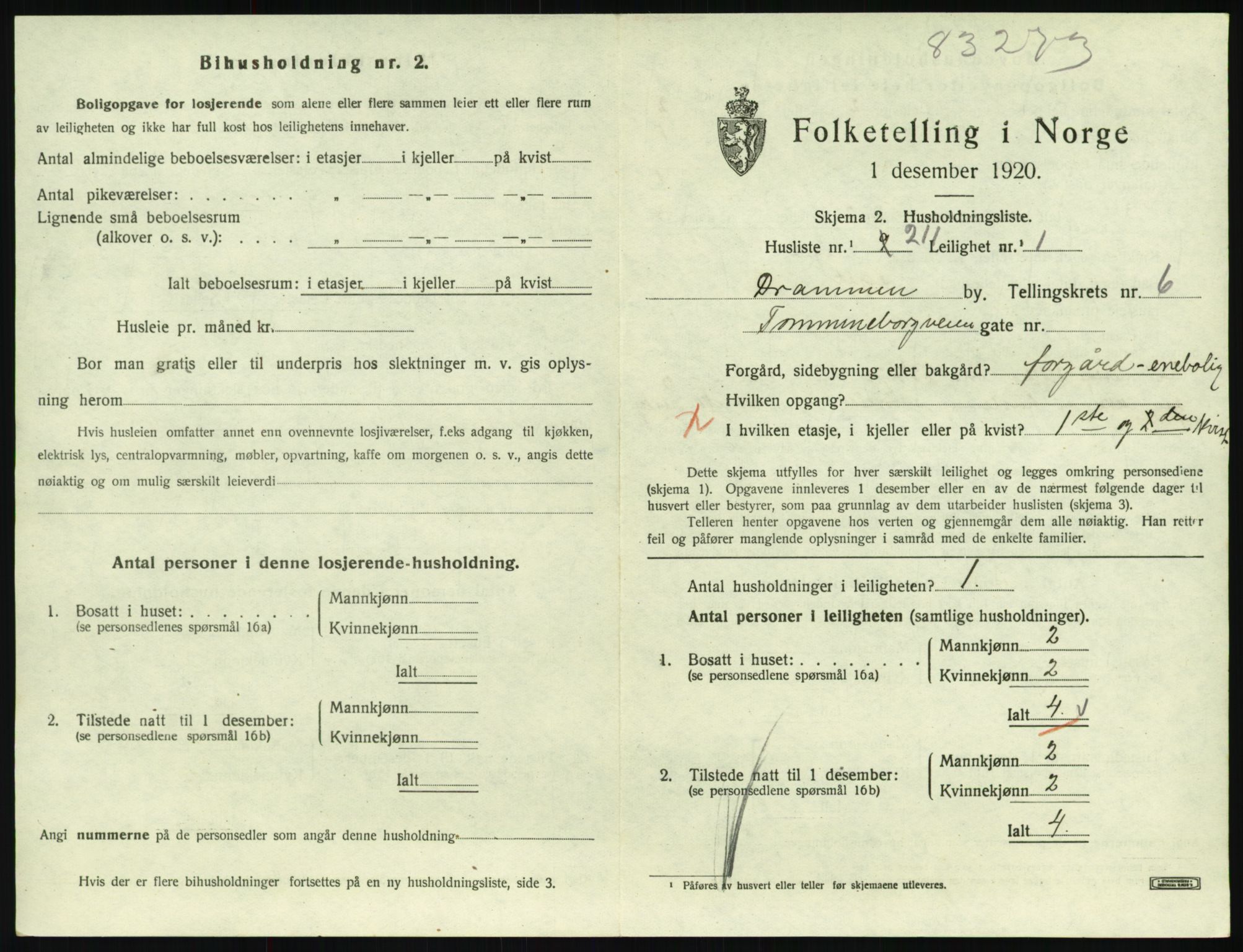 SAKO, 1920 census for Drammen, 1920, p. 12357