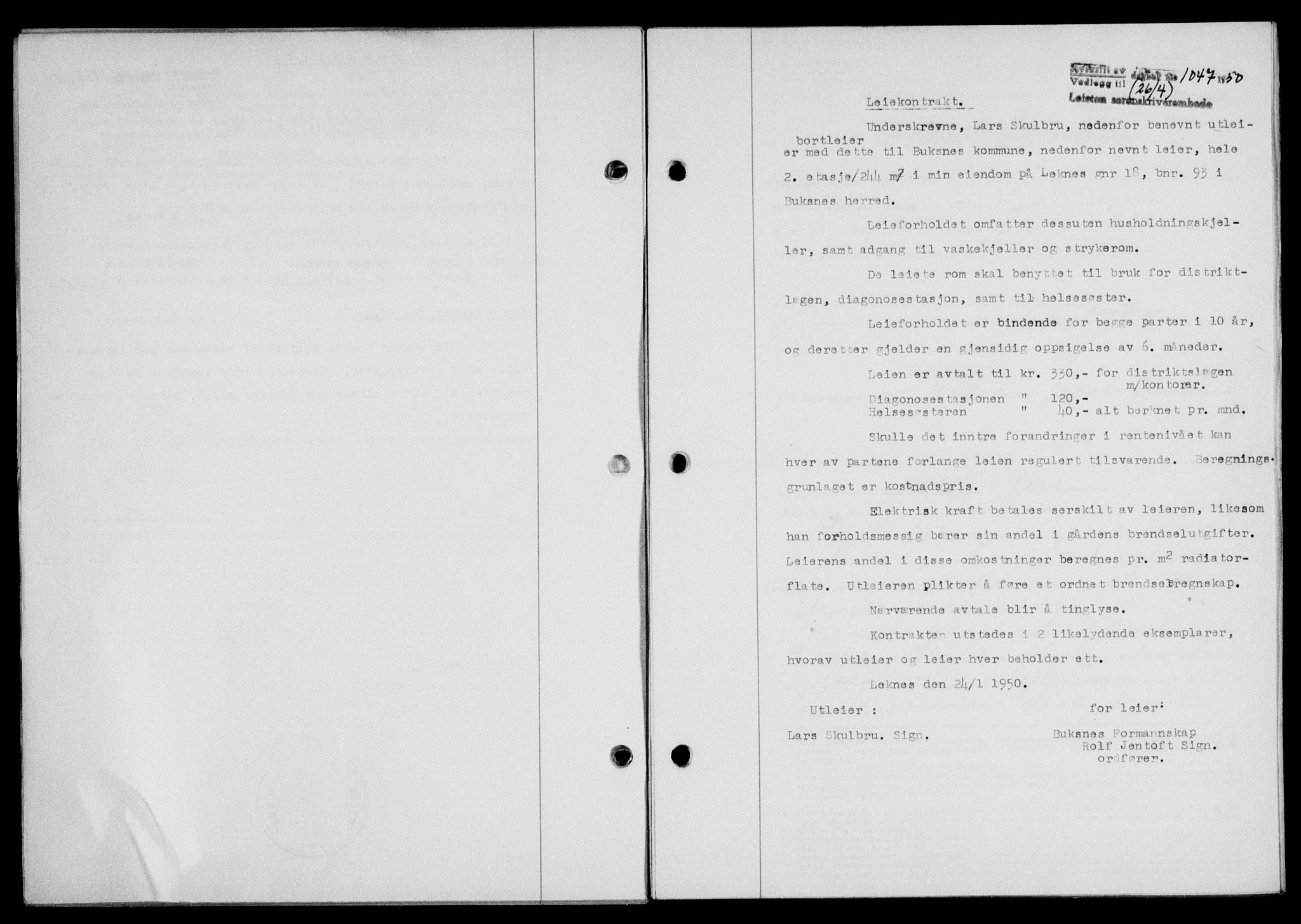 Lofoten sorenskriveri, SAT/A-0017/1/2/2C/L0023a: Mortgage book no. 23a, 1950-1950, Diary no: : 1047/1950