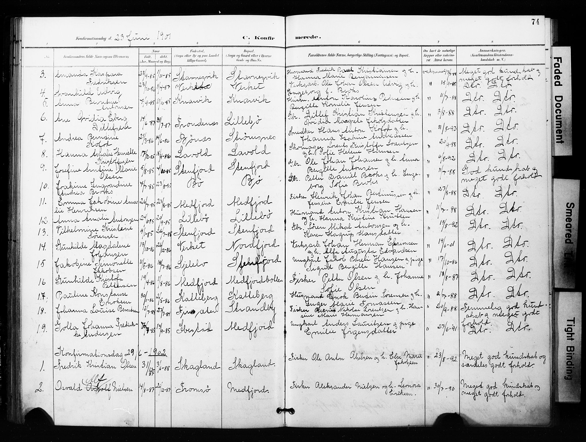 Berg sokneprestkontor, SATØ/S-1318/G/Ga/Gaa/L0005kirke: Parish register (official) no. 5, 1894-1905, p. 74