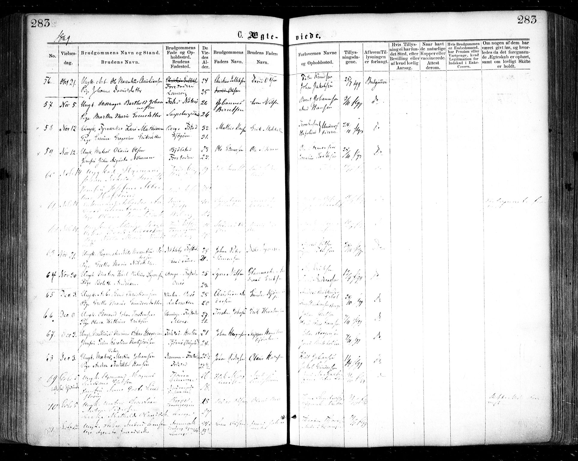 Glemmen prestekontor Kirkebøker, AV/SAO-A-10908/F/Fa/L0008: Parish register (official) no. 8, 1862-1871, p. 283