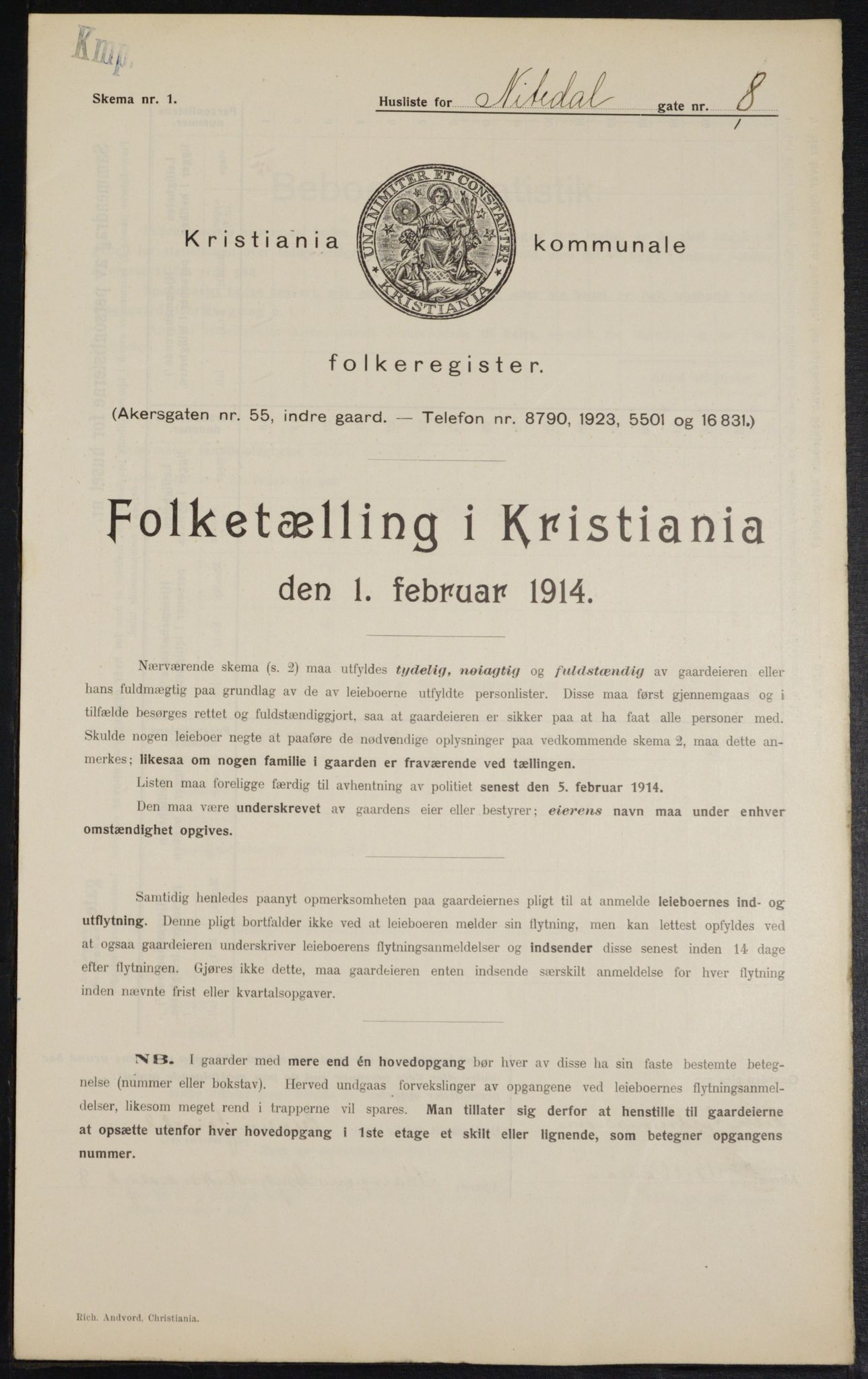 OBA, Municipal Census 1914 for Kristiania, 1914, p. 71265