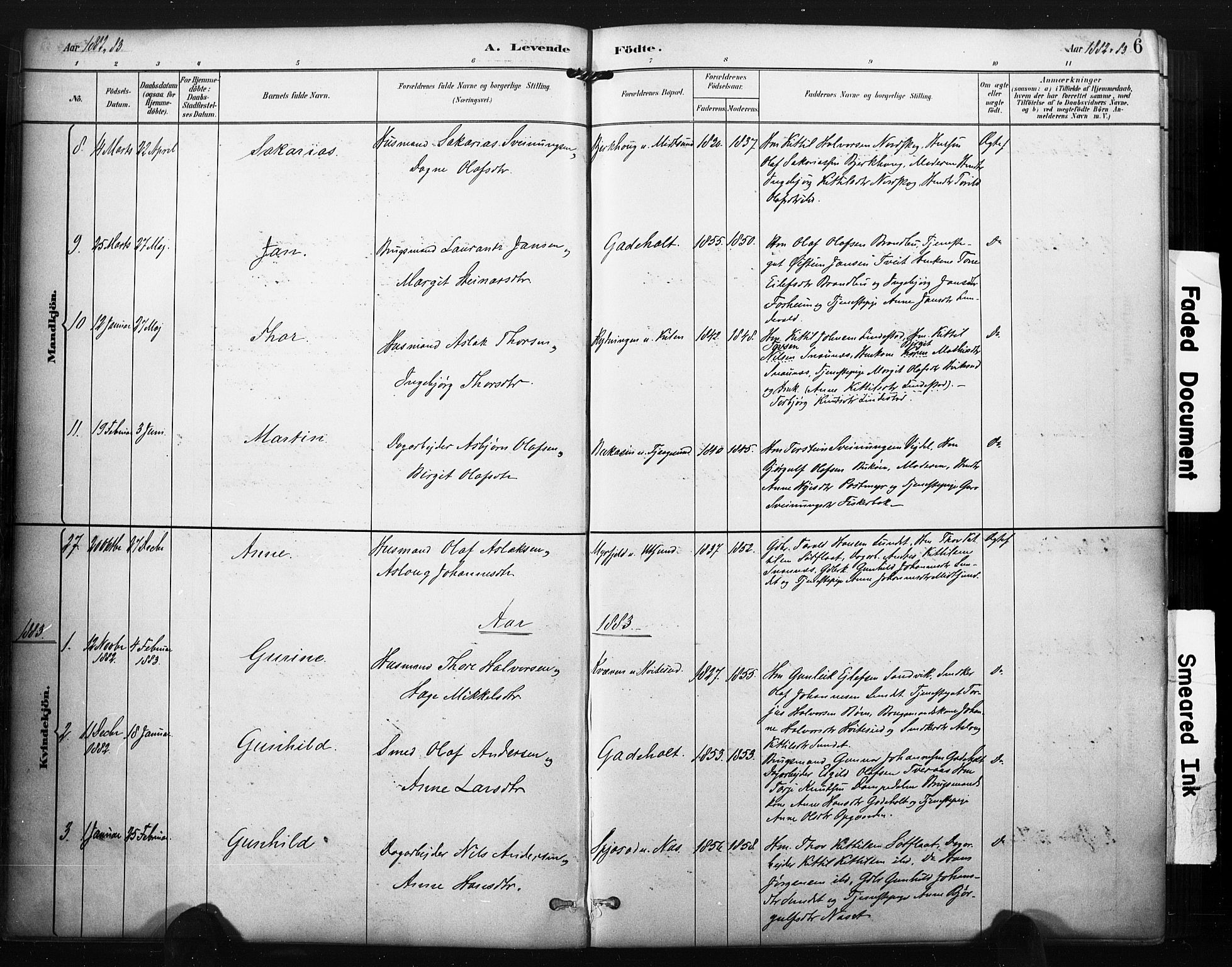 Kviteseid kirkebøker, AV/SAKO-A-276/F/Fa/L0008: Parish register (official) no. I 8, 1882-1903, p. 6