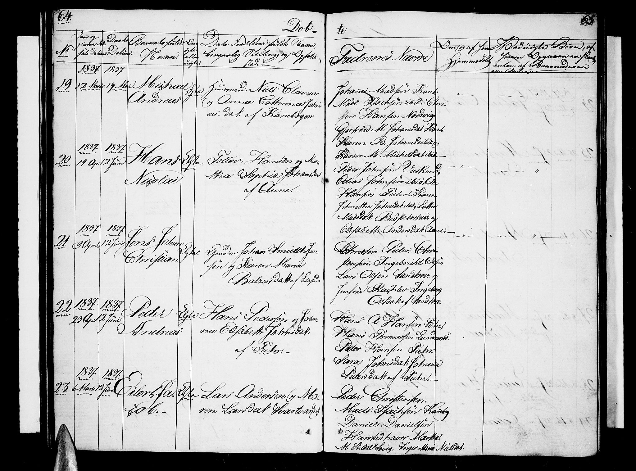 Trondenes sokneprestkontor, AV/SATØ-S-1319/H/Hb/L0005klokker: Parish register (copy) no. 5, 1834-1845, p. 64-65