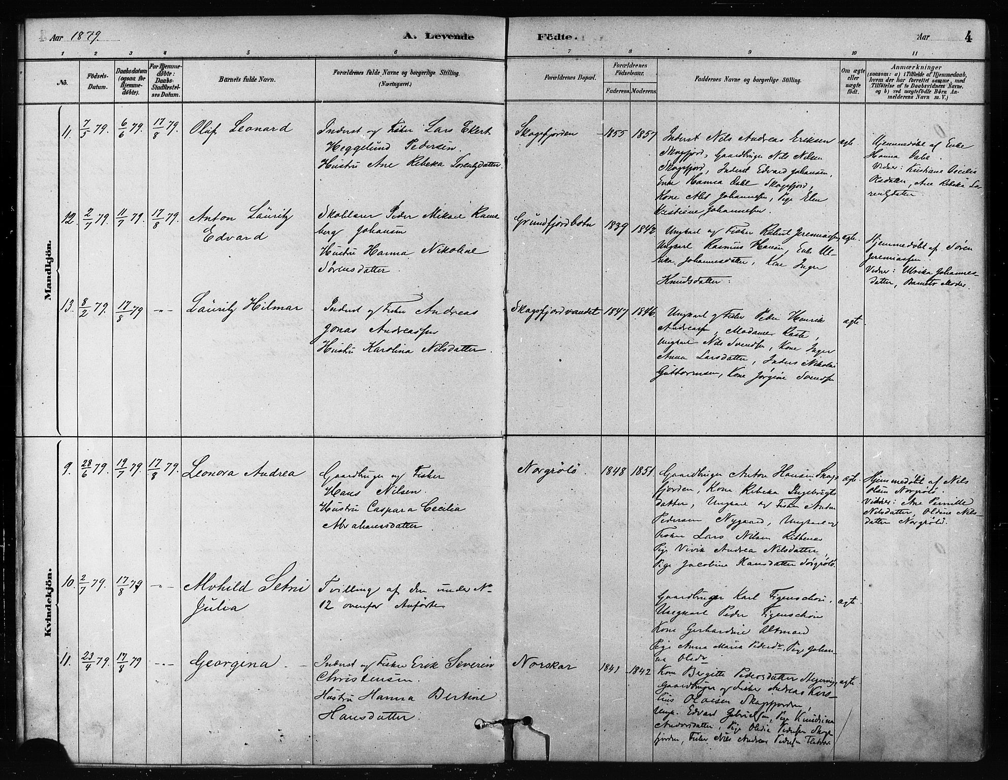 Karlsøy sokneprestembete, SATØ/S-1299/H/Ha/Haa/L0011kirke: Parish register (official) no. 11, 1879-1892, p. 4