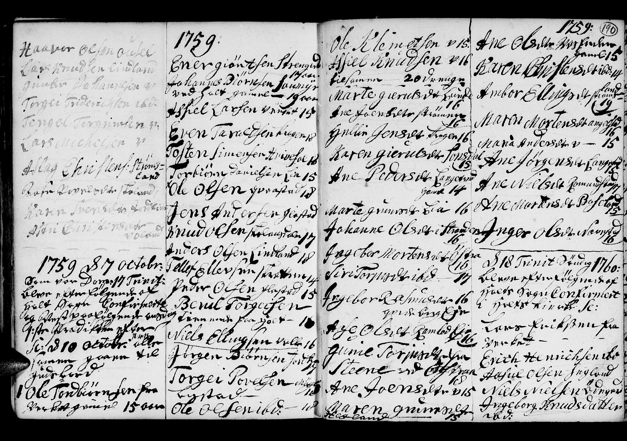 Holt sokneprestkontor, SAK/1111-0021/F/Fb/L0005: Parish register (copy) no. B 5, 1746-1764, p. 190