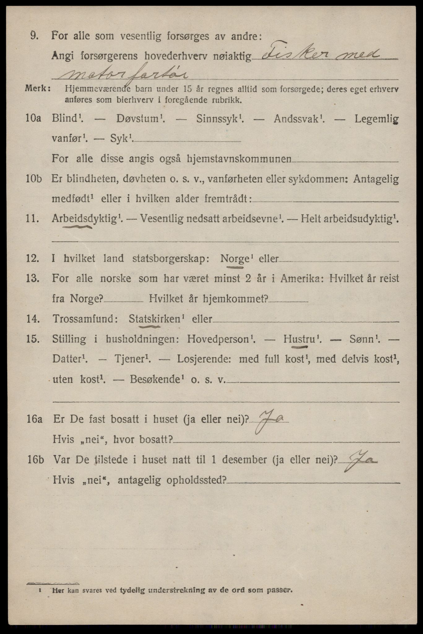 SAST, 1920 census for Strand, 1920, p. 7032