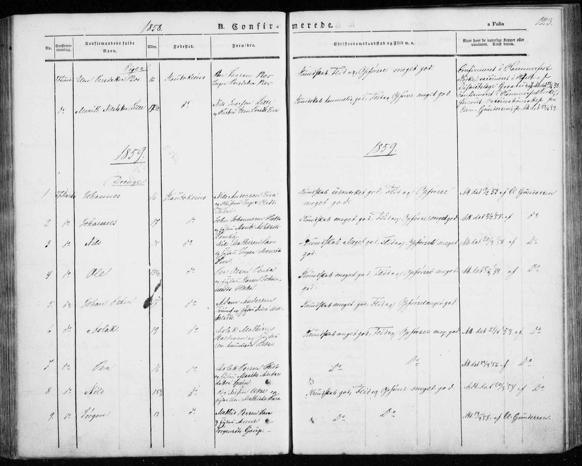 Kautokeino sokneprestembete, SATØ/S-1340/H/Ha/L0002.kirke: Parish register (official) no. 2, 1843-1861, p. 123
