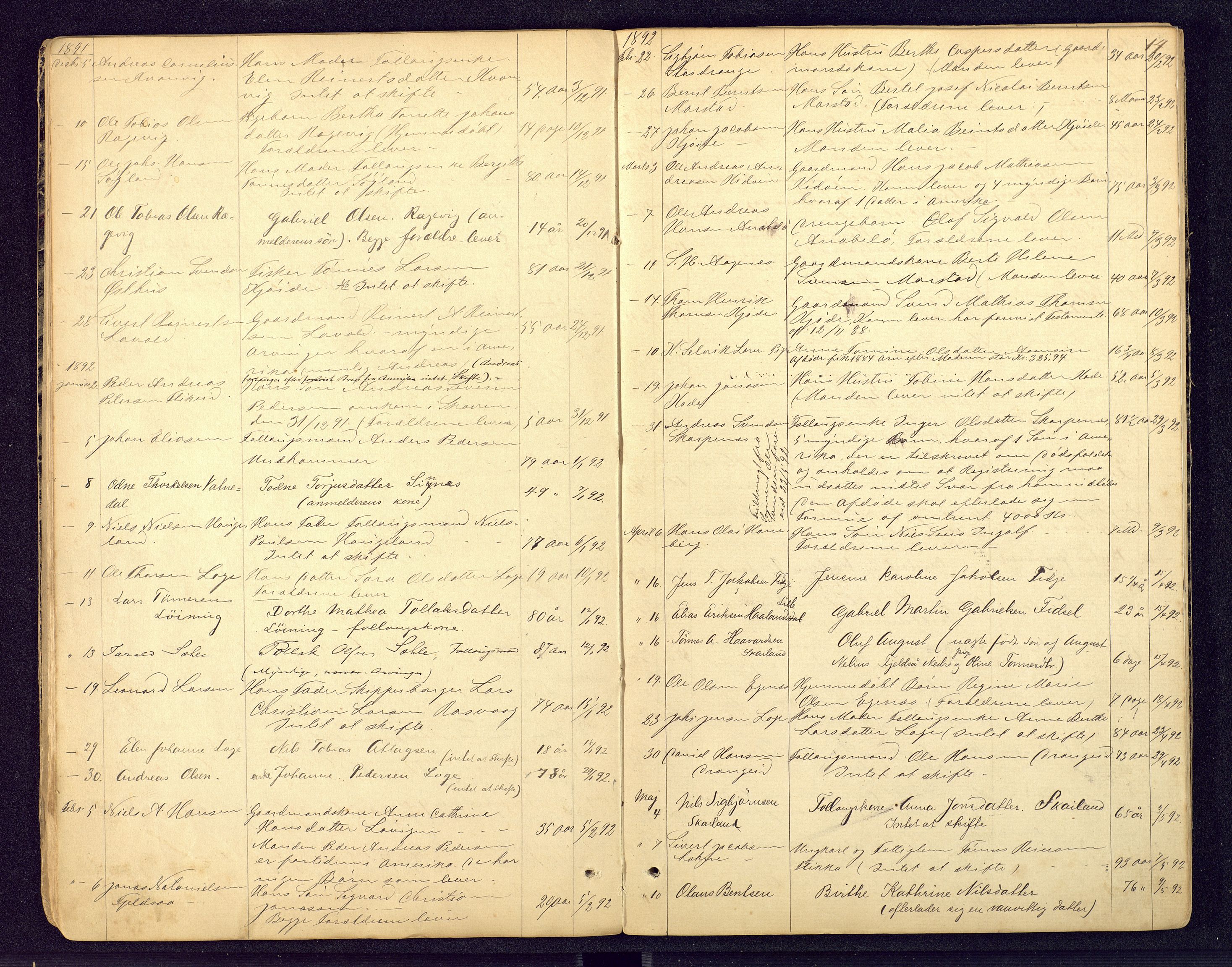 Flekkefjord sorenskriveri, AV/SAK-1221-0001/H/Ha/L0001/0004: Dødsfallsfortegnelser / Dødsfallsfortegnelse Nes og Hidra, 1884-1907, p. 14