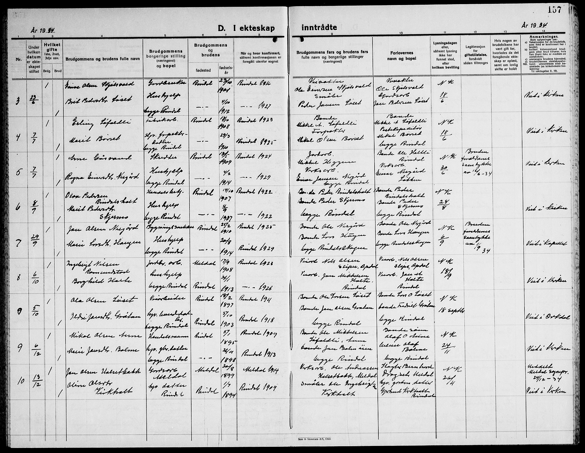 Ministerialprotokoller, klokkerbøker og fødselsregistre - Møre og Romsdal, SAT/A-1454/598/L1080: Parish register (copy) no. 598C05, 1927-1944, p. 157