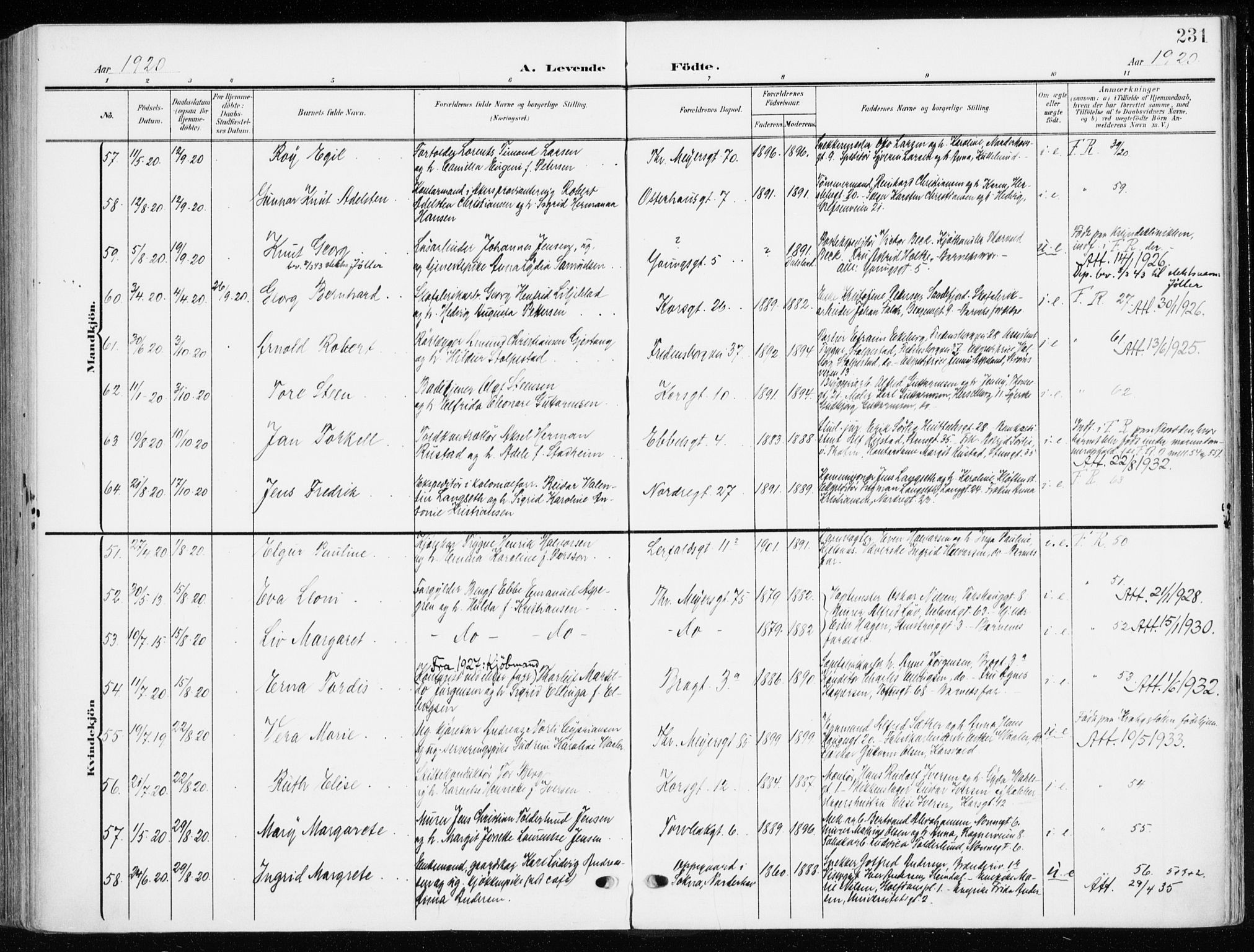 Jakob prestekontor Kirkebøker, AV/SAO-A-10850/F/Fa/L0005b: Parish register (official) no. 5b, 1904-1922, p. 231