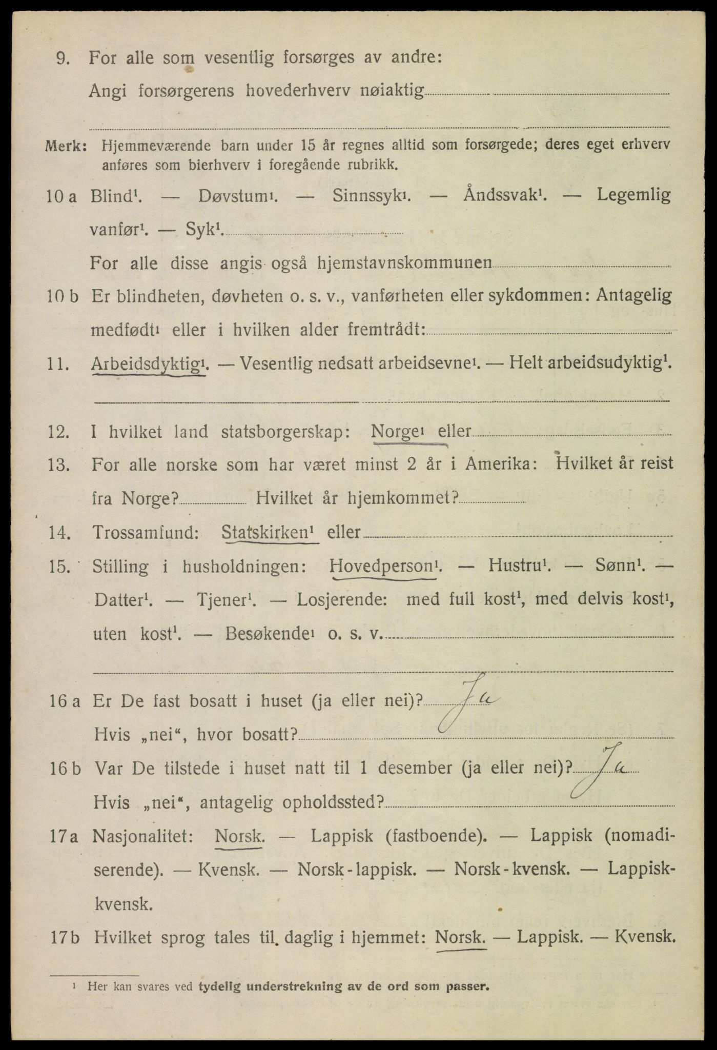 SAT, 1920 census for Bø, 1920, p. 9997