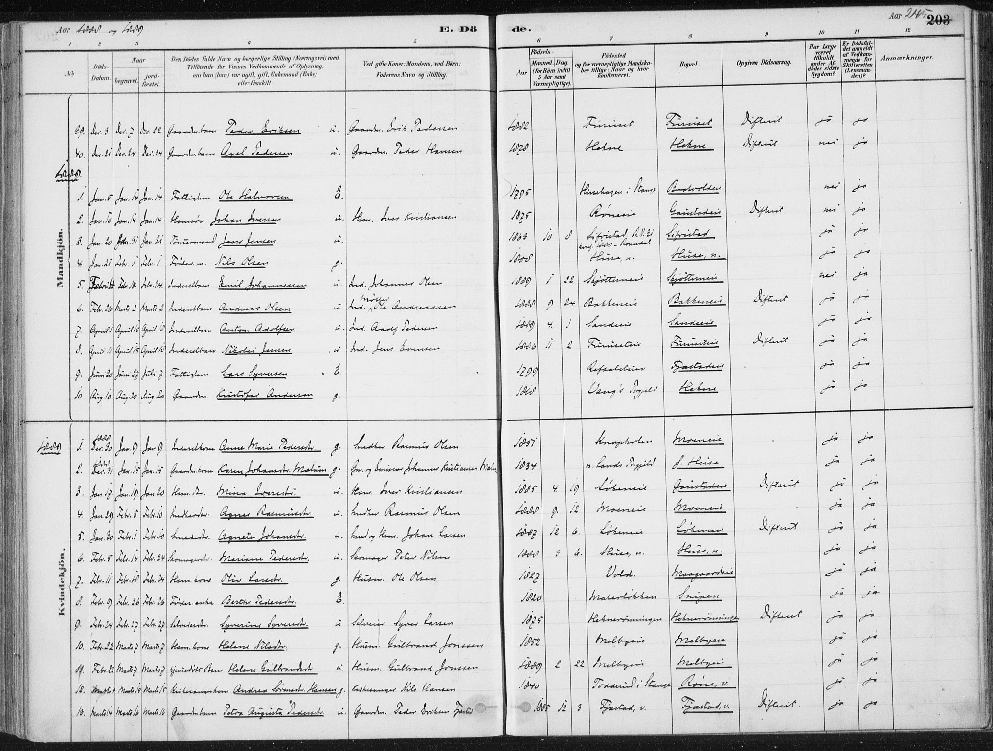 Romedal prestekontor, SAH/PREST-004/K/L0010: Parish register (official) no. 10, 1880-1895, p. 245