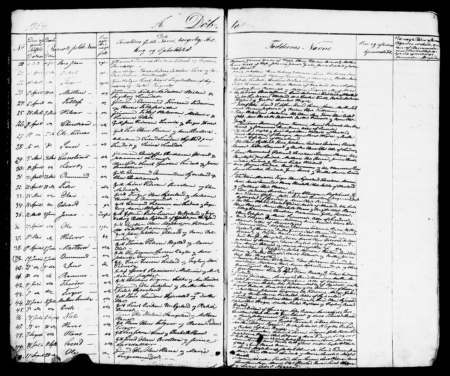 Høyland sokneprestkontor, SAST/A-101799/001/30BB/L0001: Parish register (copy) no. B 1, 1854-1873, p. 3