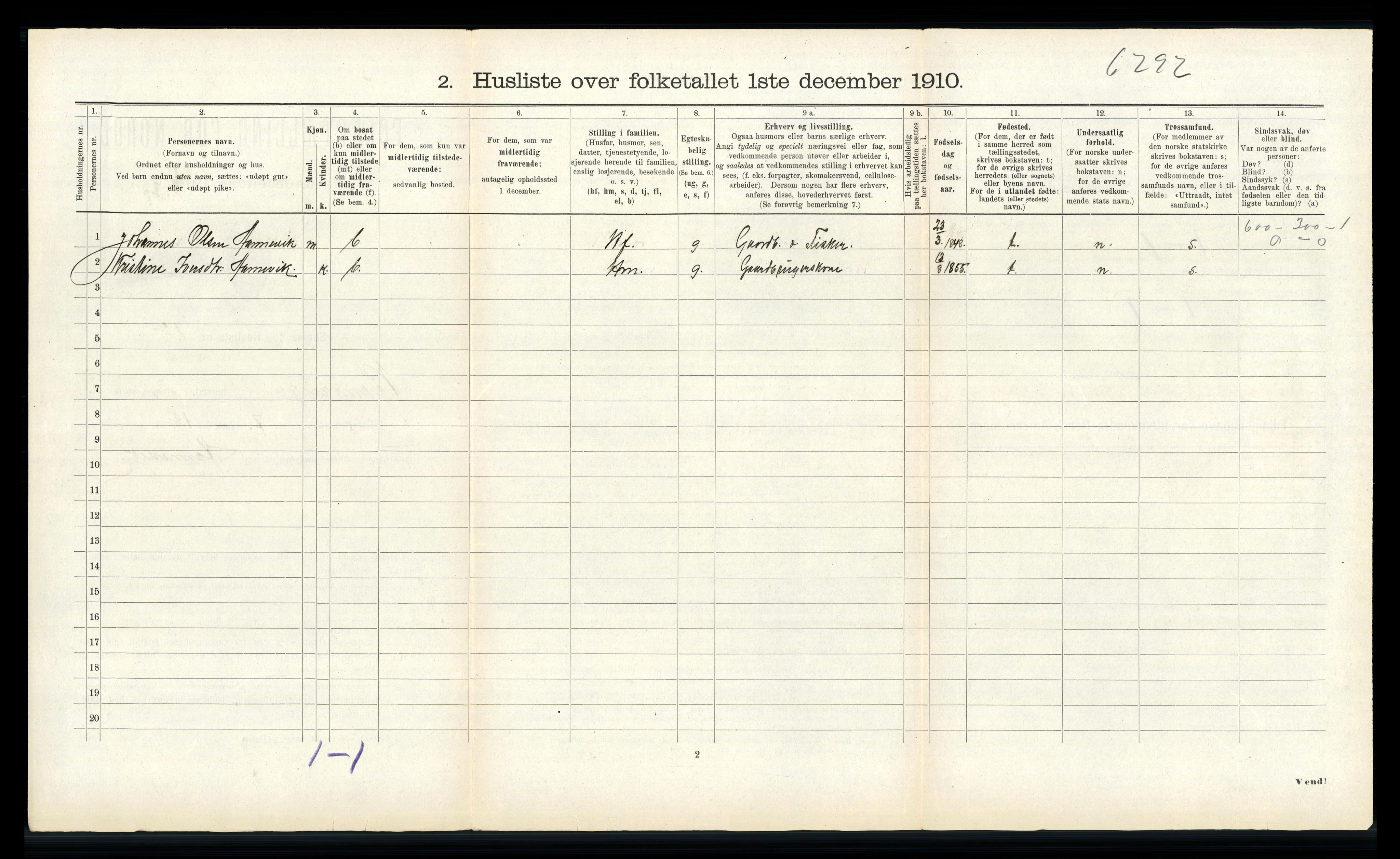 RA, 1910 census for Bremanger, 1910, p. 210