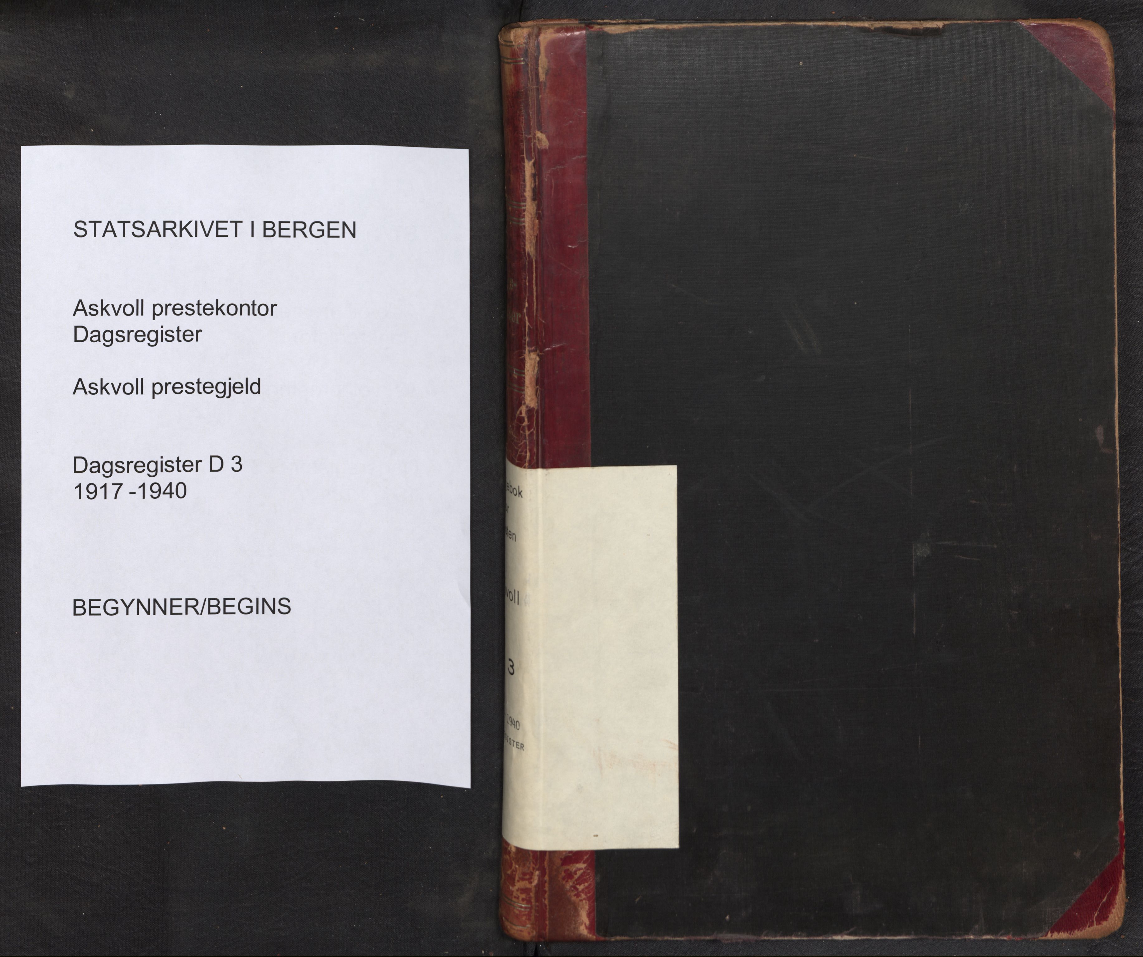 Askvoll sokneprestembete, SAB/A-79501/H/Haa/Haad/L0003: Diary records no. D 3, 1917-1940