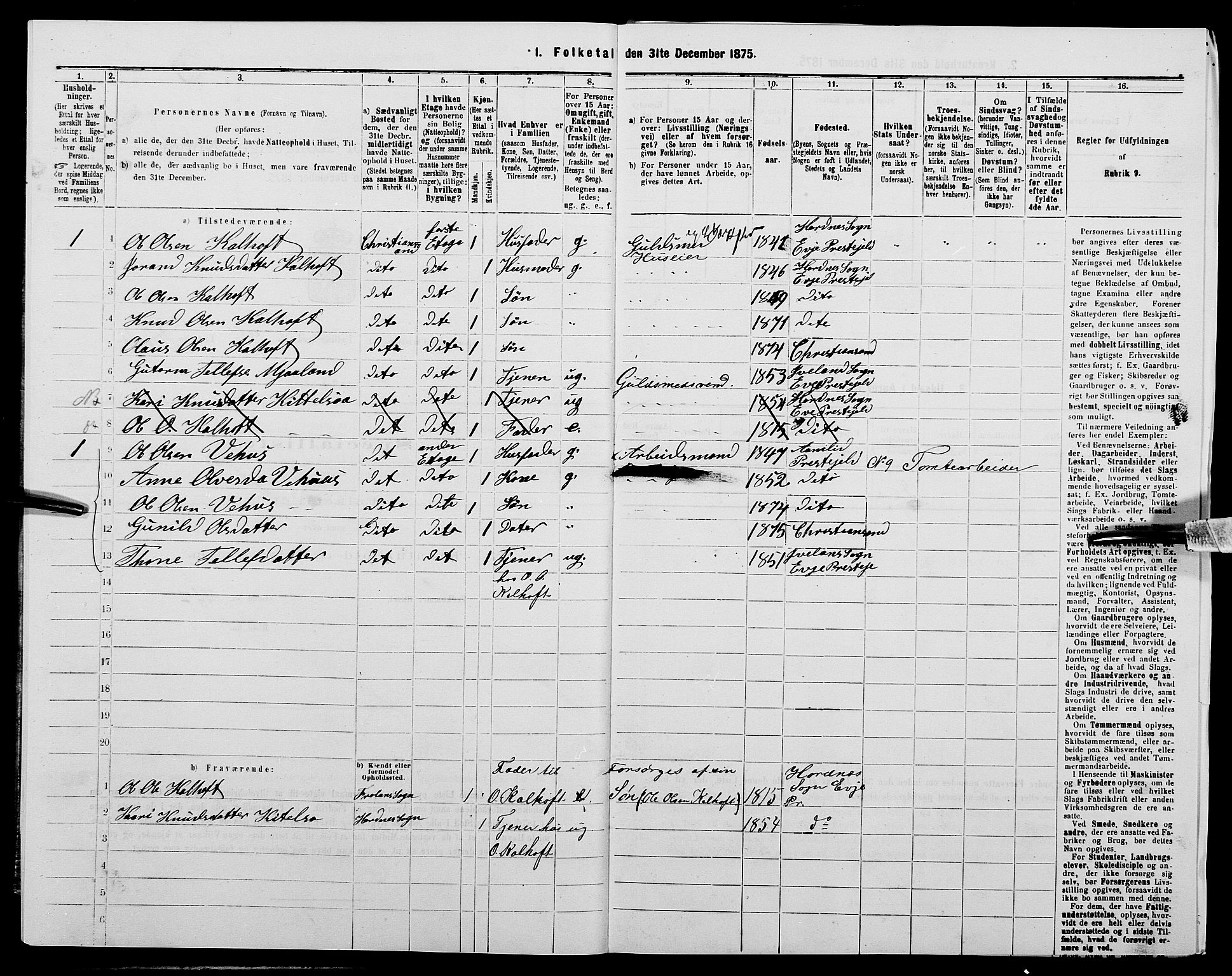 SAK, 1875 census for 1001P Kristiansand, 1875, p. 1475