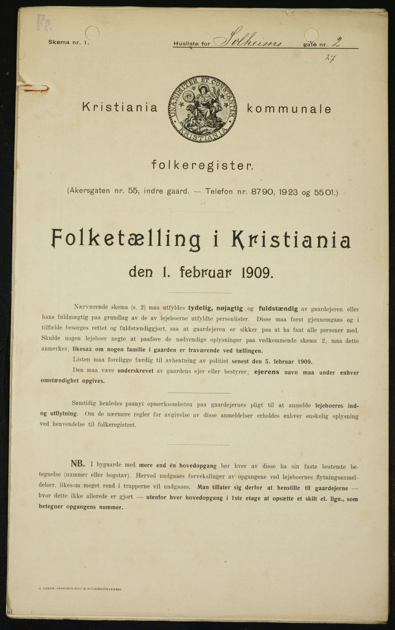 OBA, Municipal Census 1909 for Kristiania, 1909, p. 90244